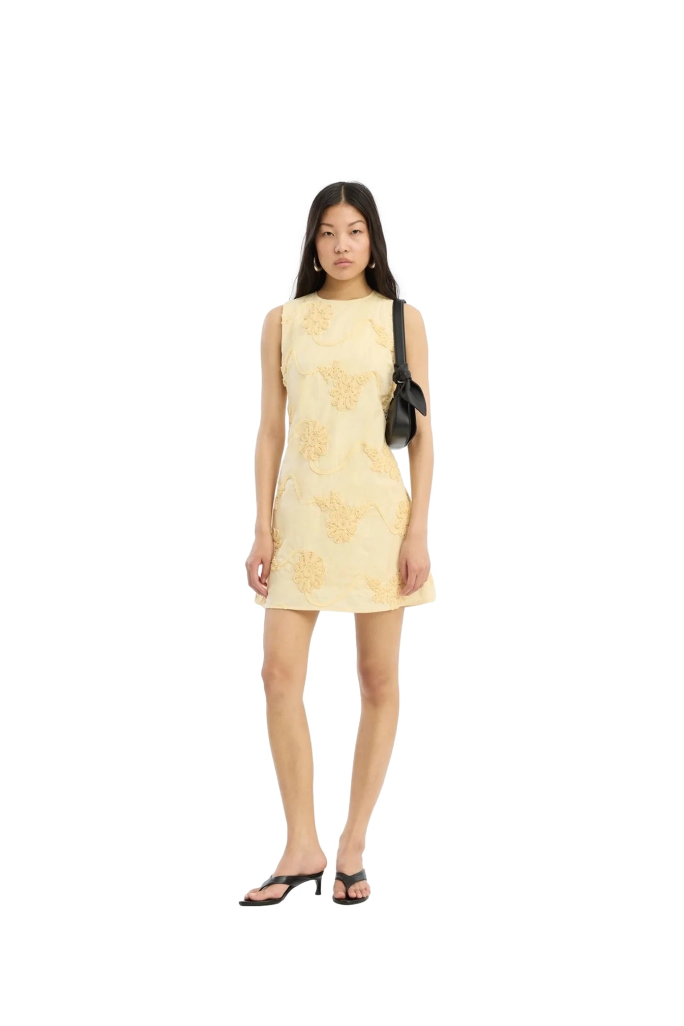 ROTATE Flower Mini Flared Dress Kjole Lysegul - modostore.no