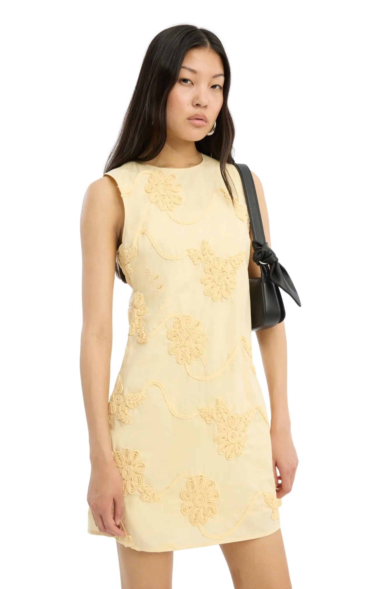 ROTATE Flower Mini Flared Dress Kjole Lysegul - modostore.no