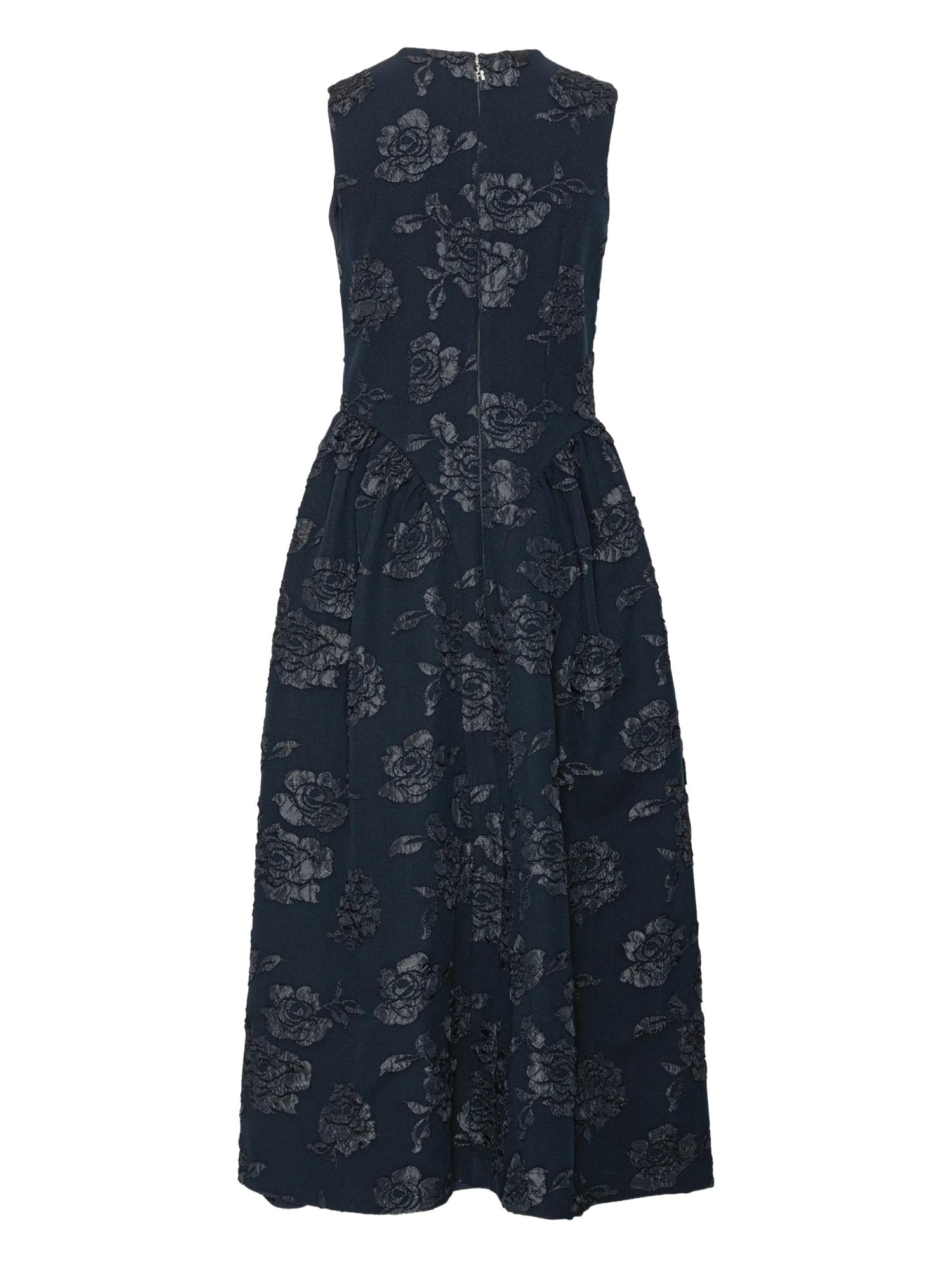 ROTATE Jacquard Midi Dress Kjole Mørkeblå - modostore.no