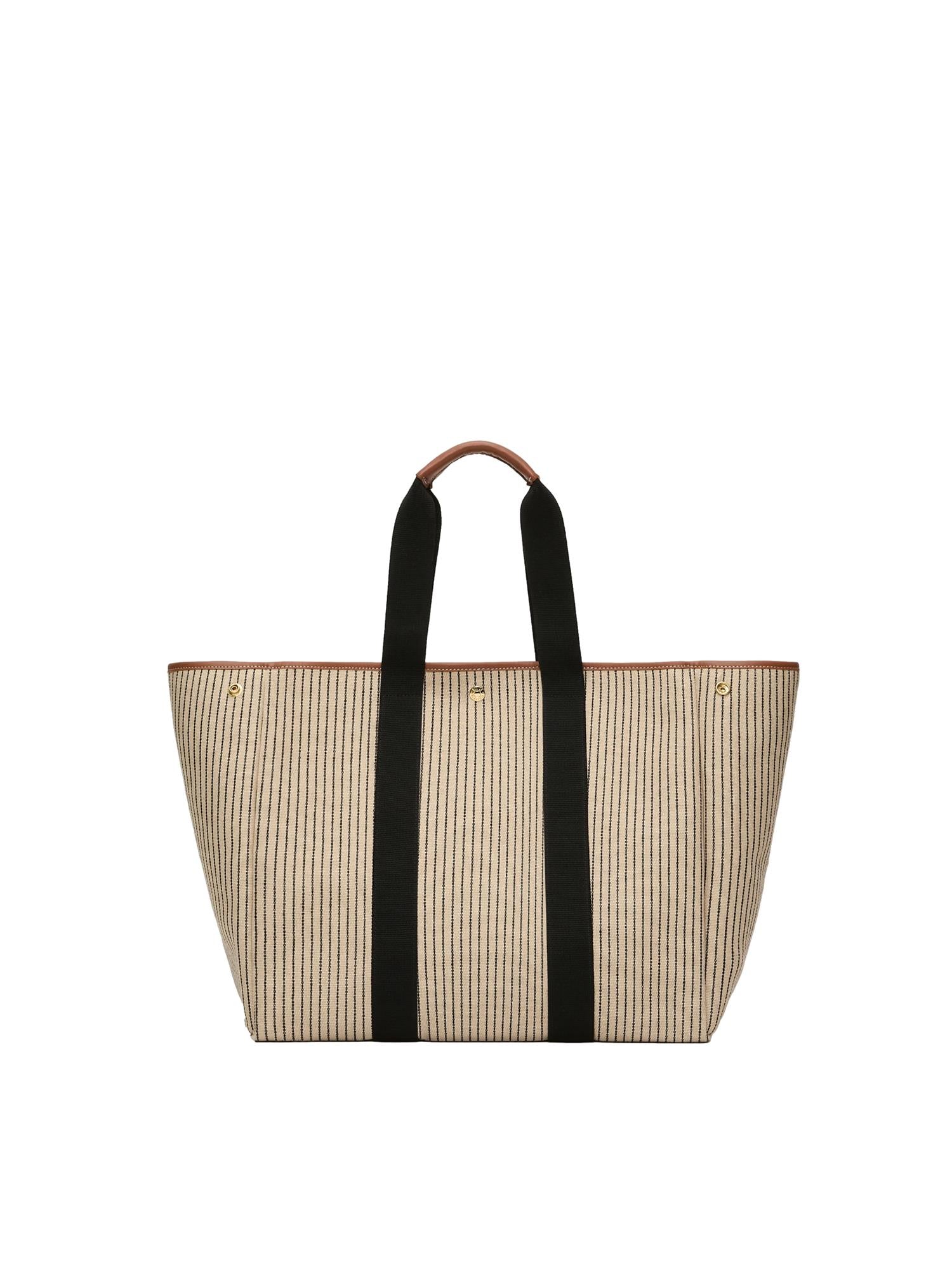 Rue de Verneuil Traversée L Anchor Chain Camel Veske Beige Striped - modostore.no