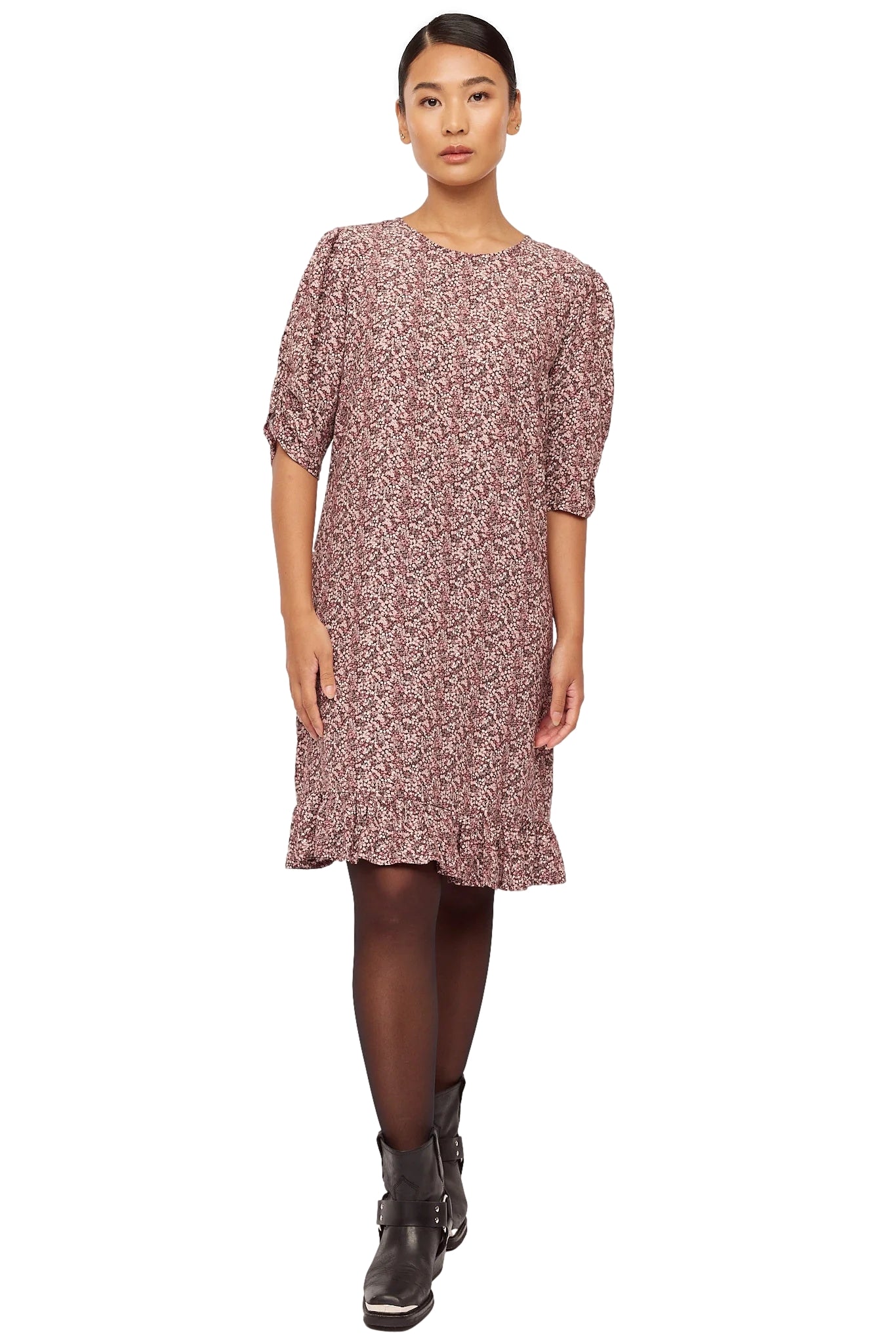 Once Untold Ellen Dress Kjole Burgunder Mønster - modostore.no