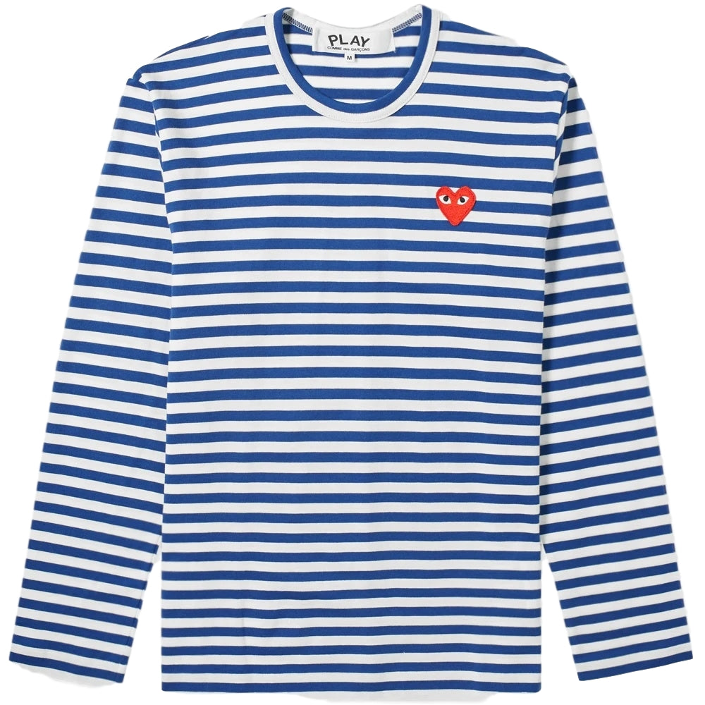 Comme des Garcons Play T-shirt Men's LS T-shirt Stripet Mørkeblå - [modostore.no]
