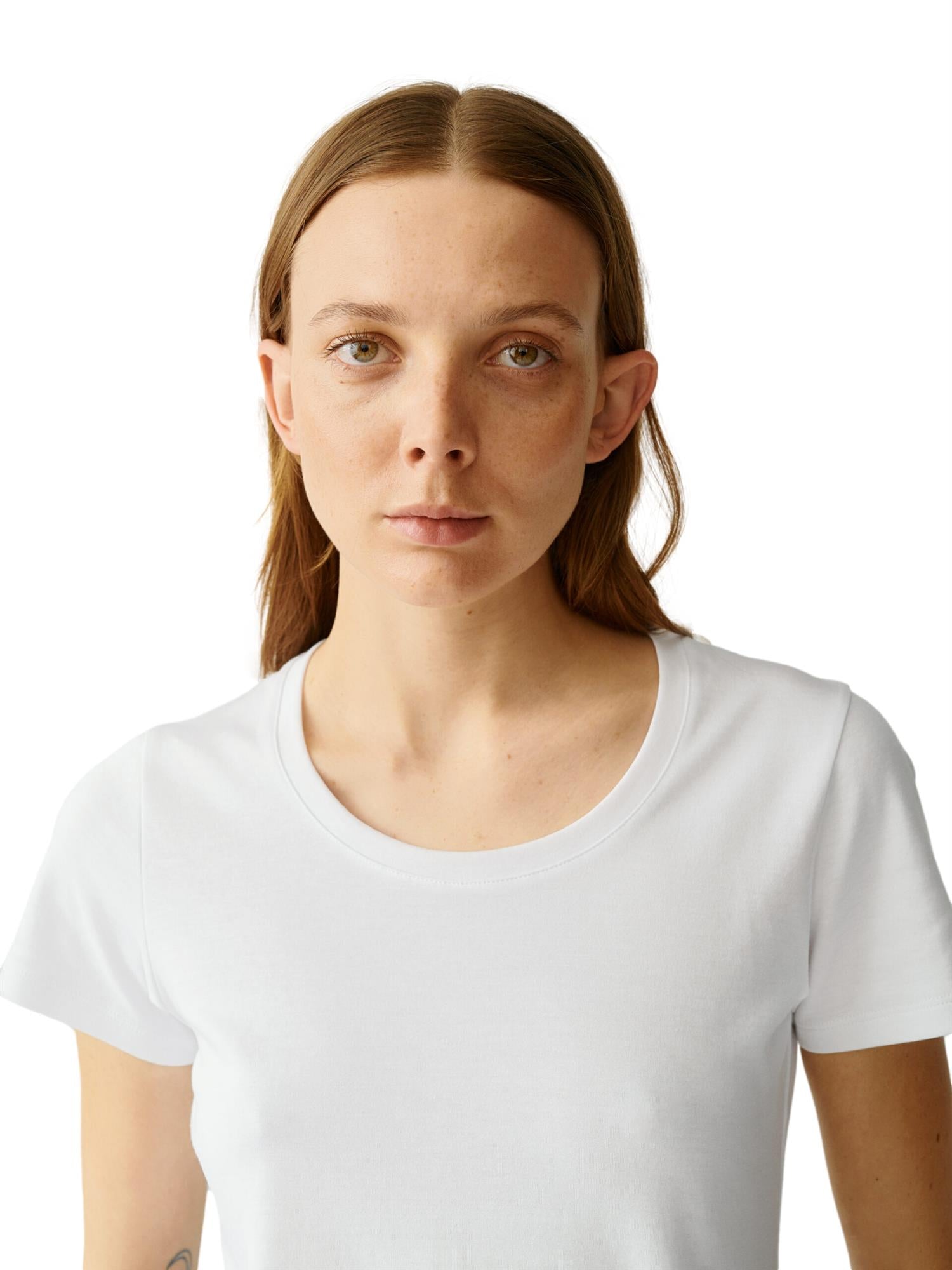 Julie Josephine Scoop Neck Tee T-shirt Hvit - [shop.name]