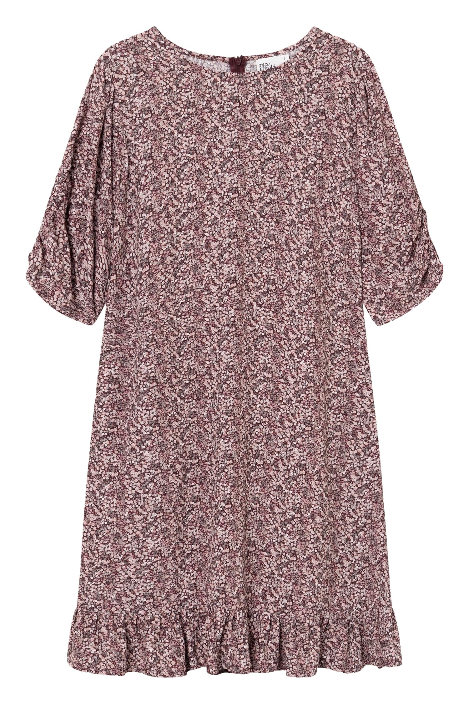 Once Untold Ellen Dress Kjole Burgunder Mønster - modostore.no