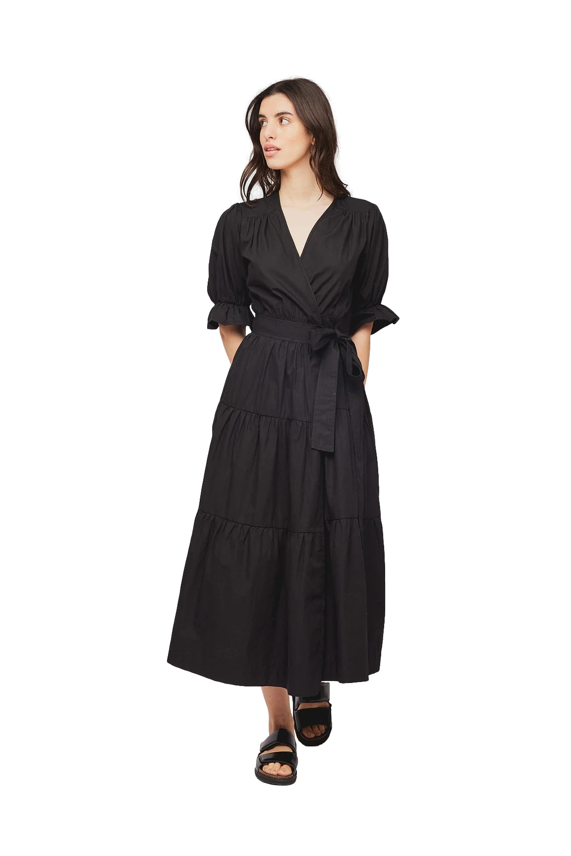 Once Untold Jamie Midi Wrap Dress Kjole Sort - [shop.name]