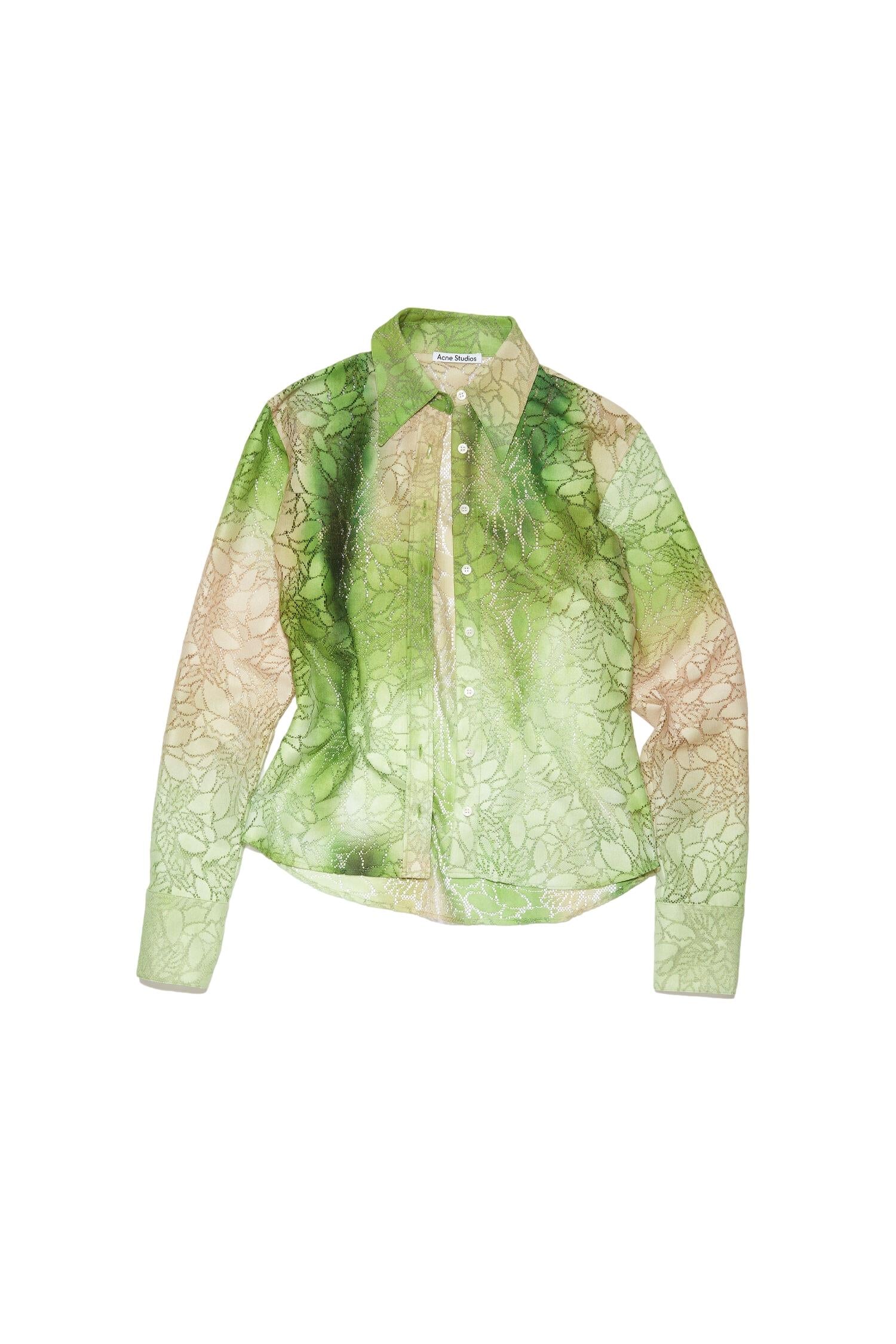 Acne Lace Button-Up Shirt Skjorte Limegrønn - modostore.no