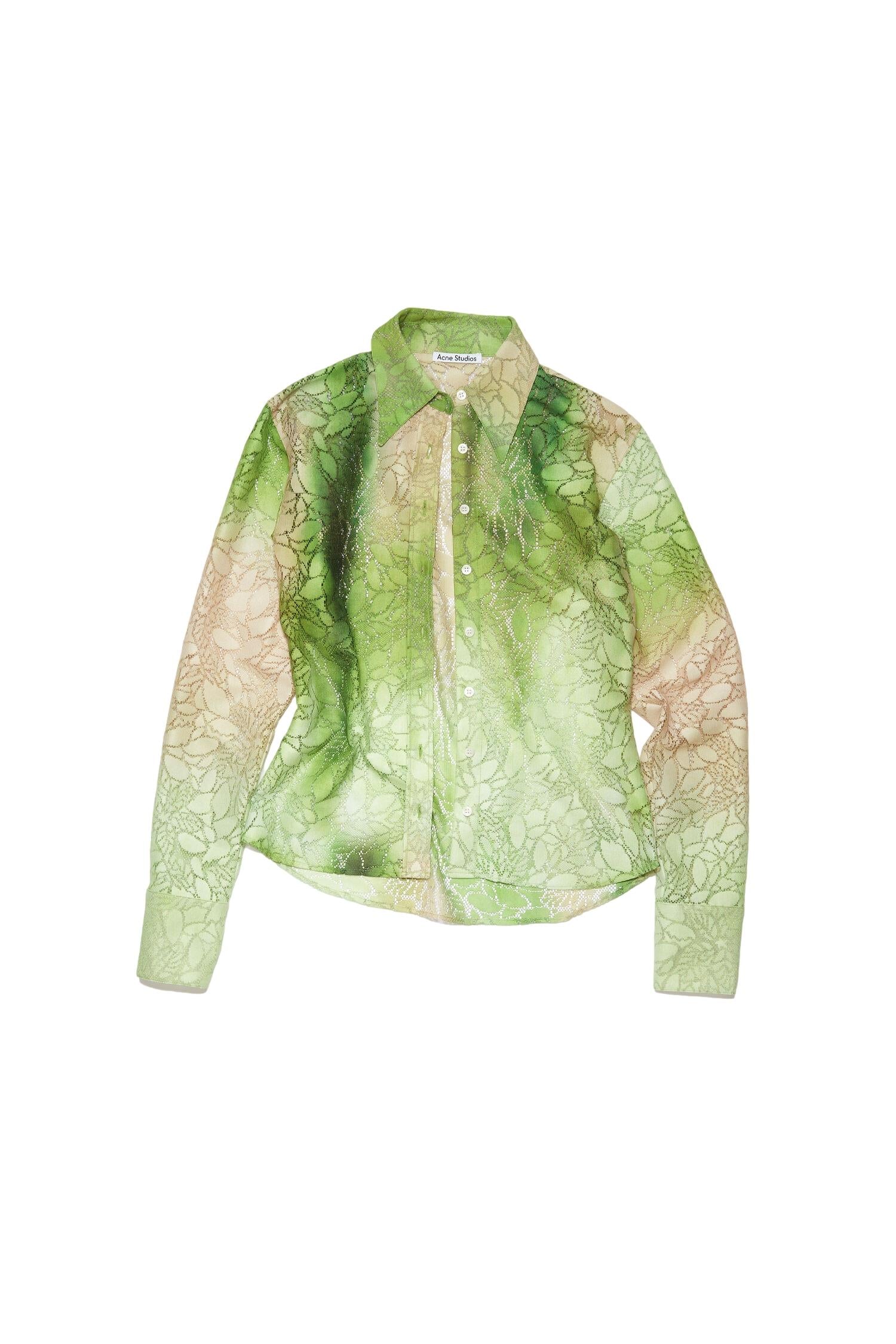 Acne Lace Button-Up Shirt Skjorte Limegrønn - [shop.name]