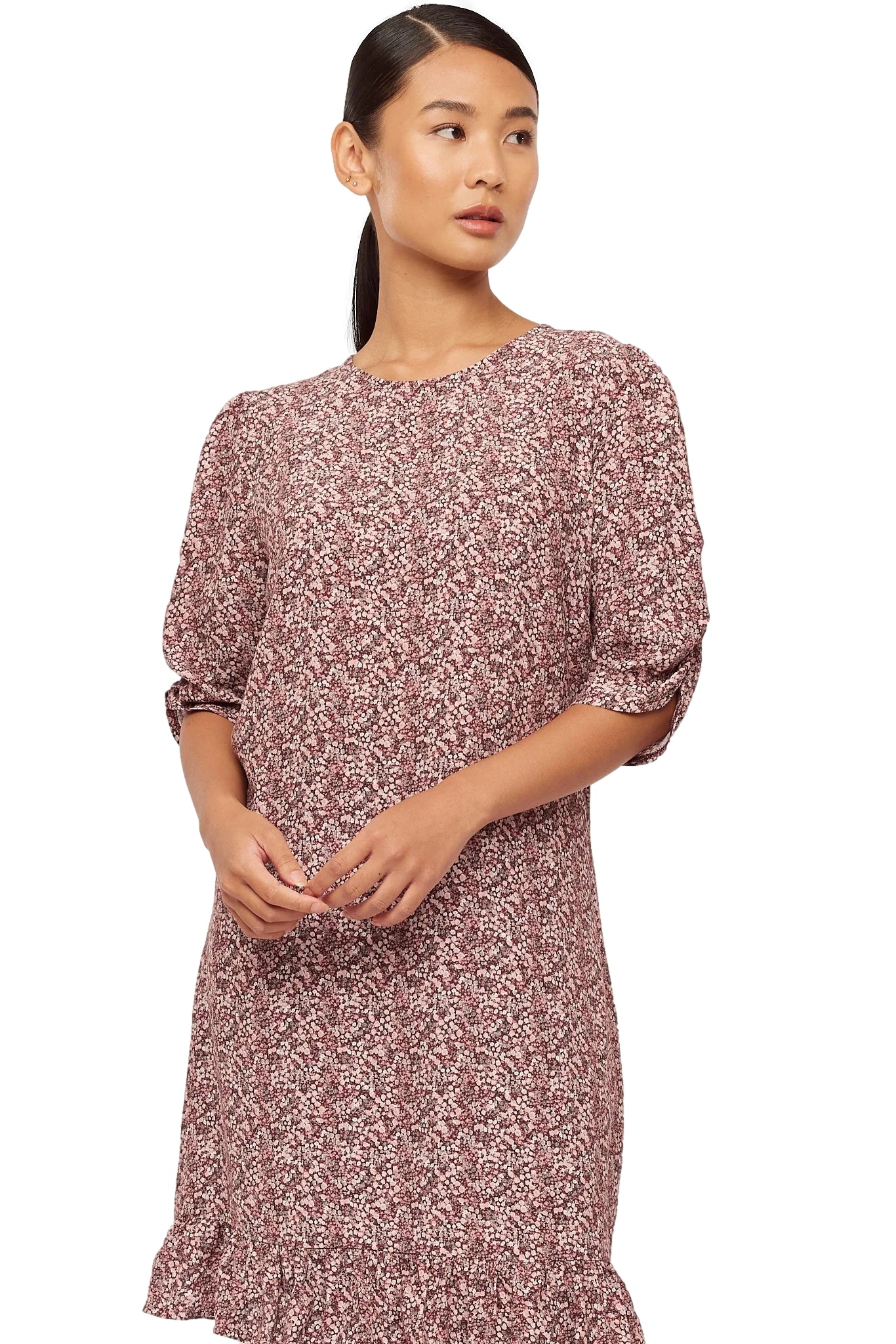 Once Untold Ellen Dress Kjole Burgunder Mønster - modostore.no