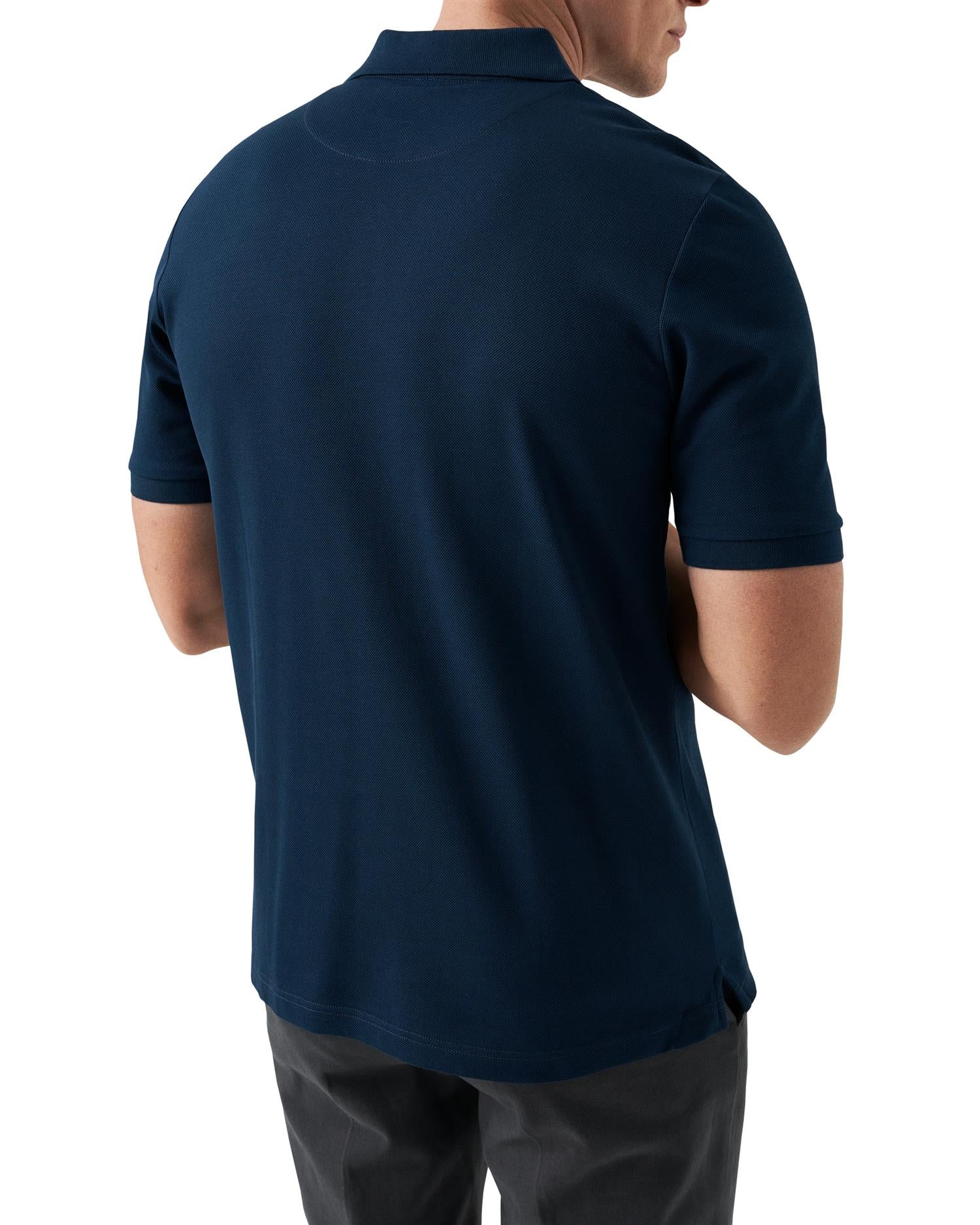 Eton Navy Blue Solid Pique Poloshirt T-shirt Navy - modostore.no
