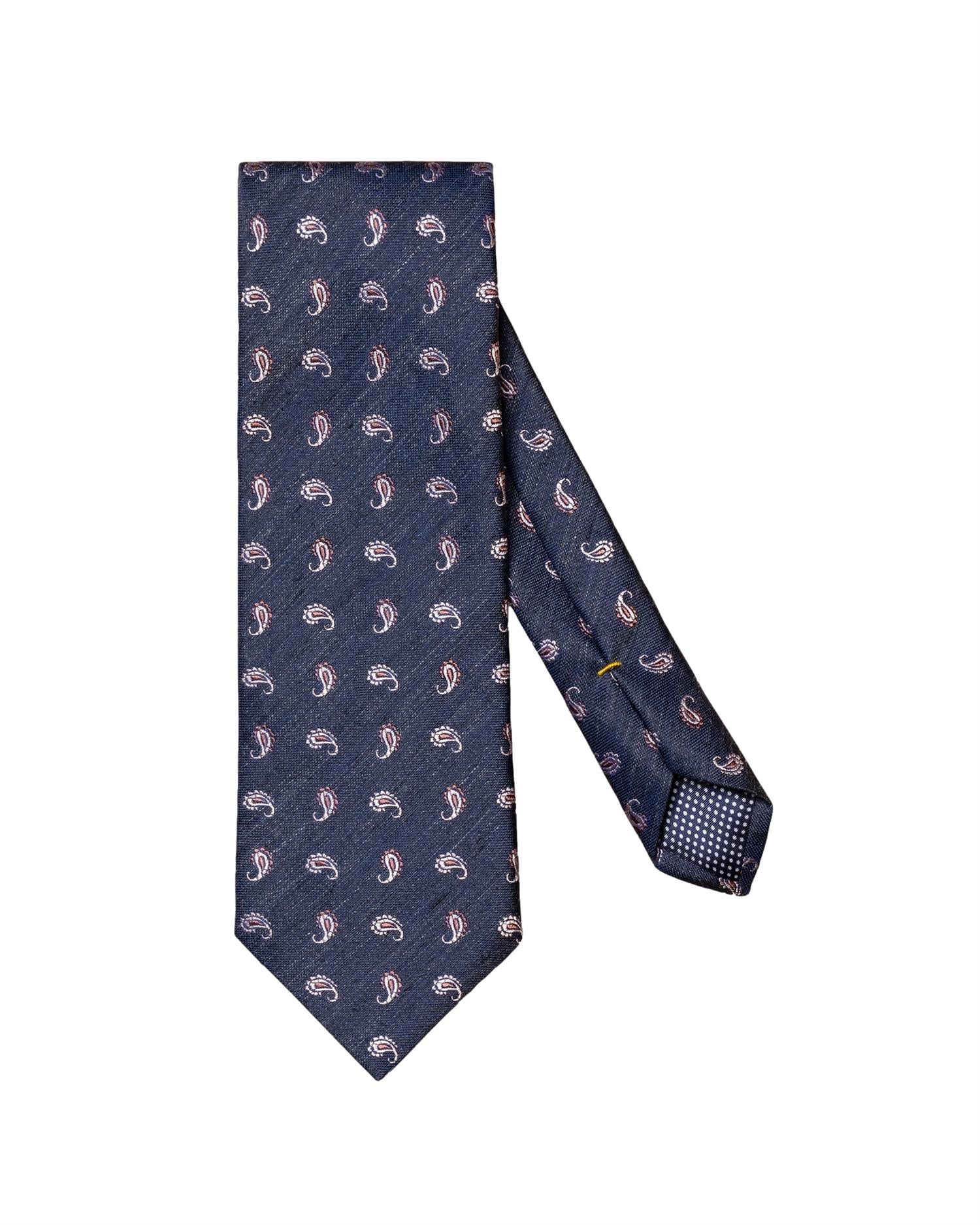 Eton Paisley Silk Linen Tie Slips Marine - modostore.no