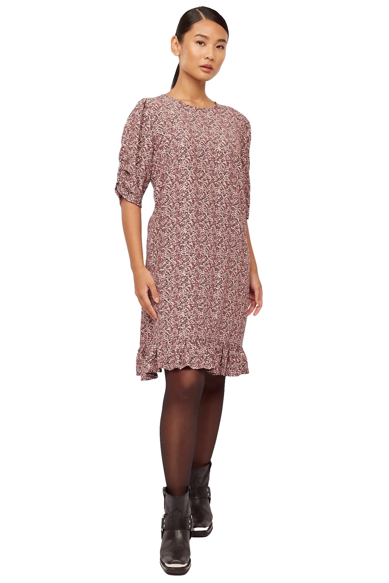 Once Untold Ellen Dress Kjole Burgunder Mønster - modostore.no