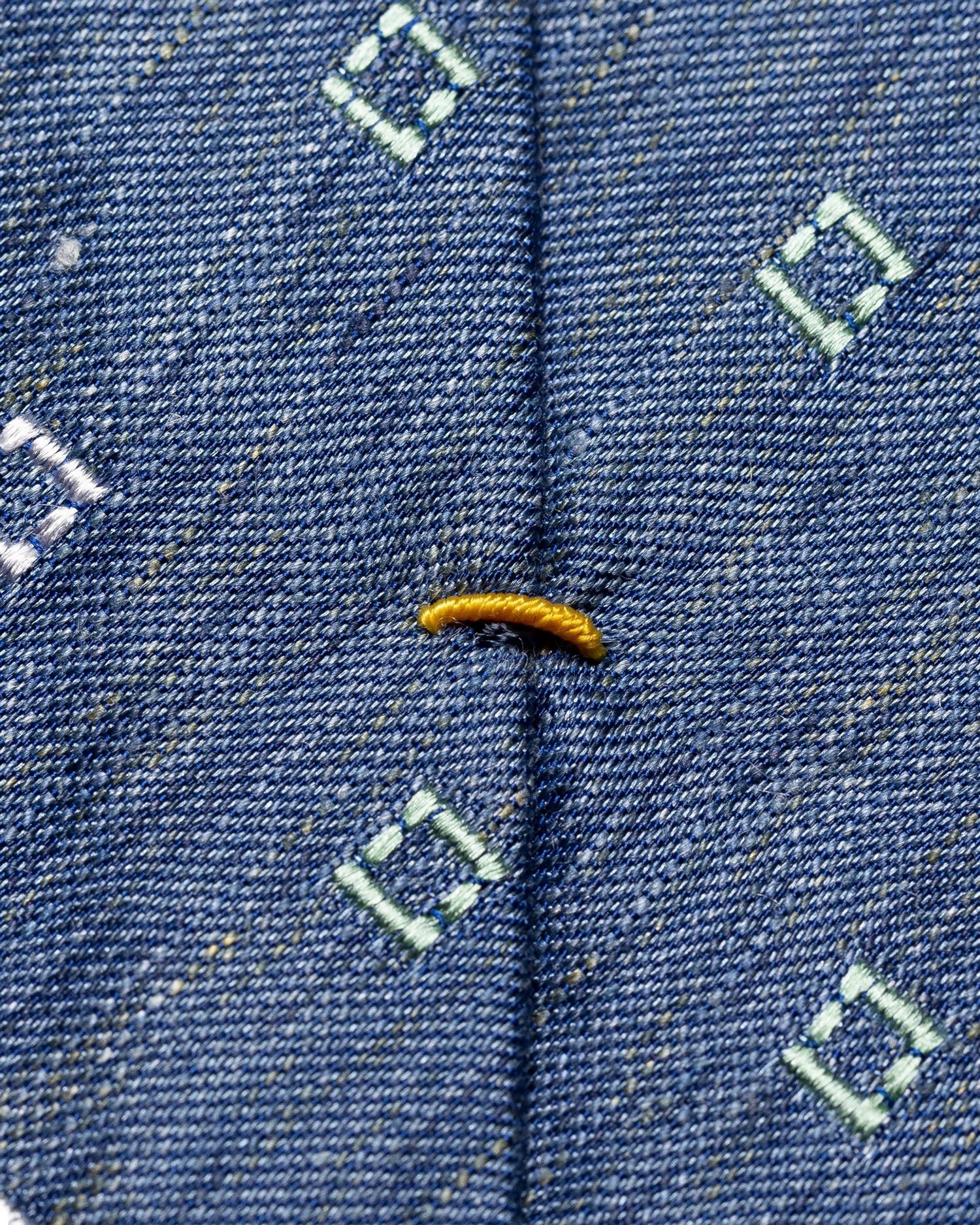 Eton Geometric Silk Linen Tie Slips Marine - modostore.no