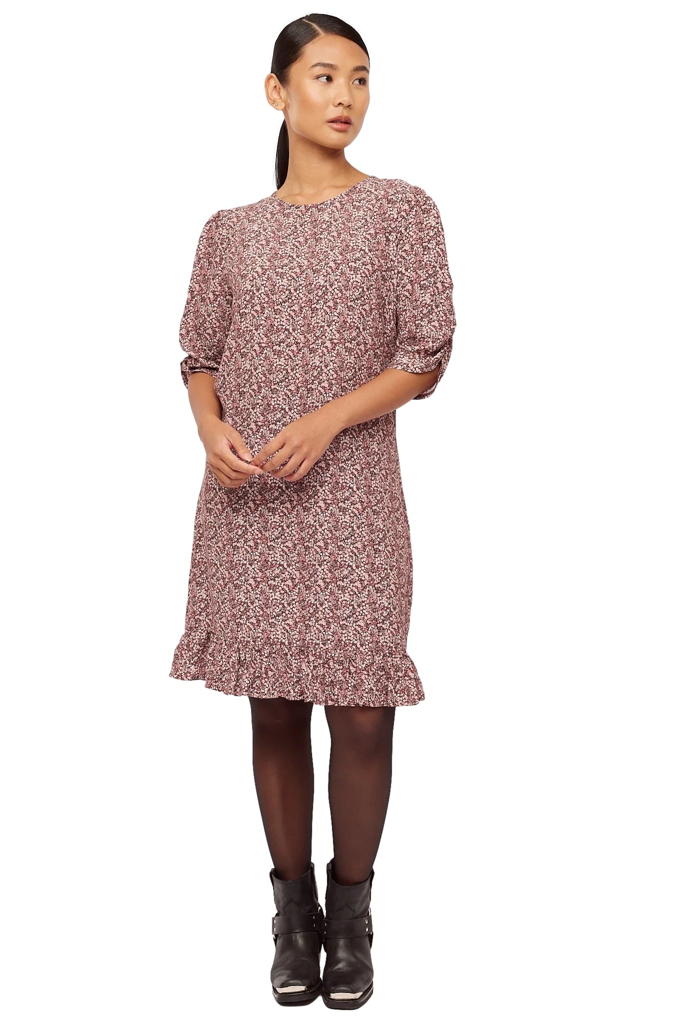 Once Untold Ellen Dress Kjole Burgunder Mønster - modostore.no