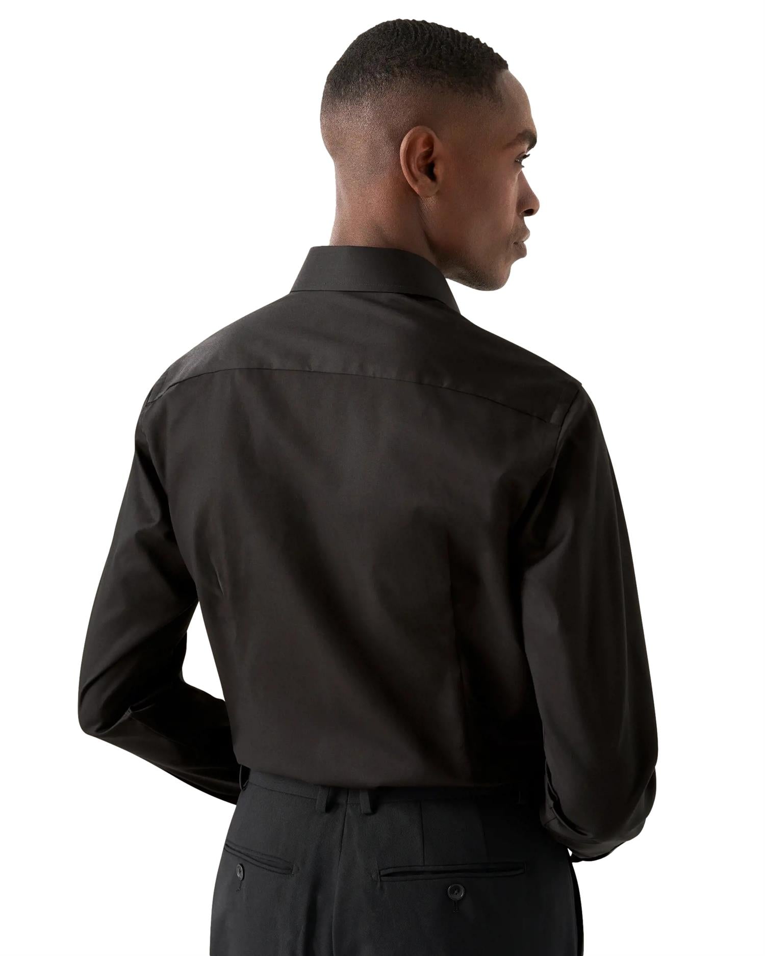 Eton 3000 Slim Black Signature Twill Shirt Skjorte Sort - modostore.no