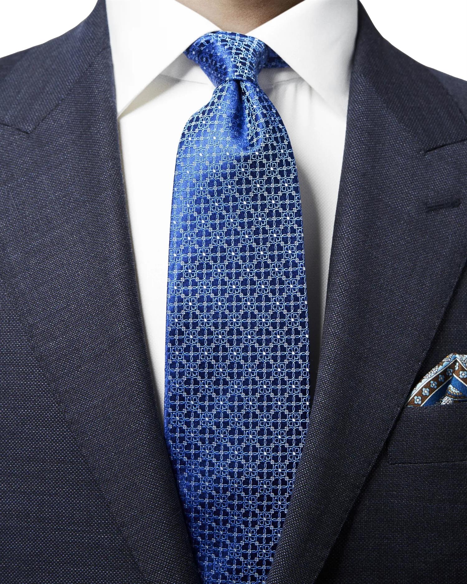 Eton Floral Silk Tie Slips Blå Mønster - modostore.no