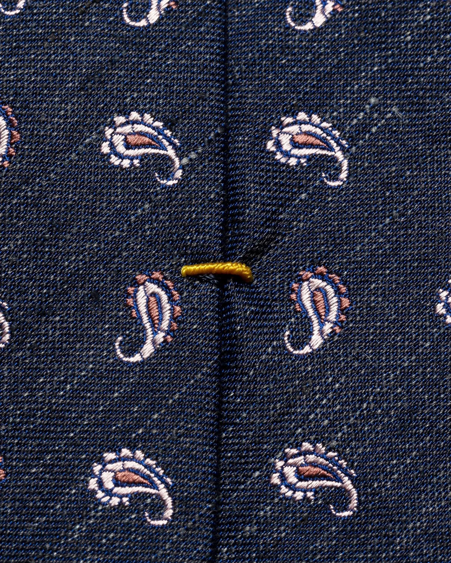 Eton Paisley Silk Linen Tie Slips Marine - modostore.no