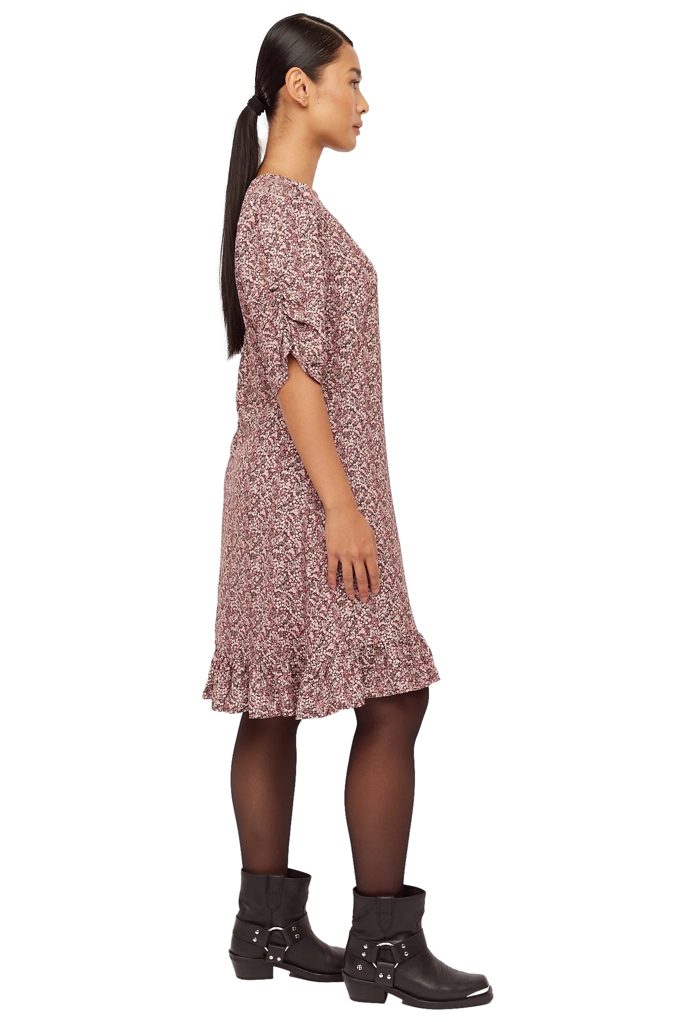 Once Untold Ellen Dress Kjole Burgunder Mønster - modostore.no