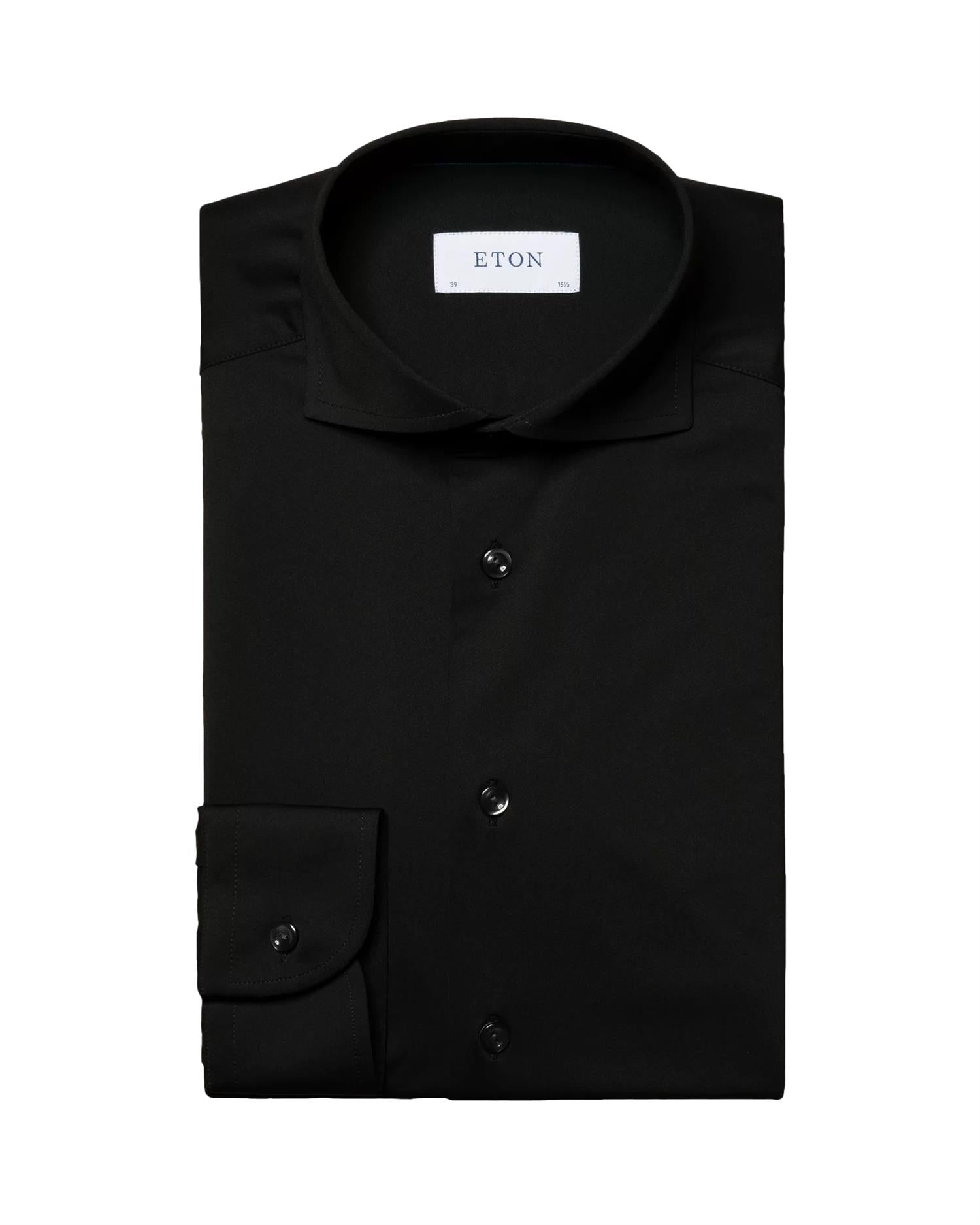 Eton Black Four-Way Stretch Shirt Skjorte Sort - modostore.no