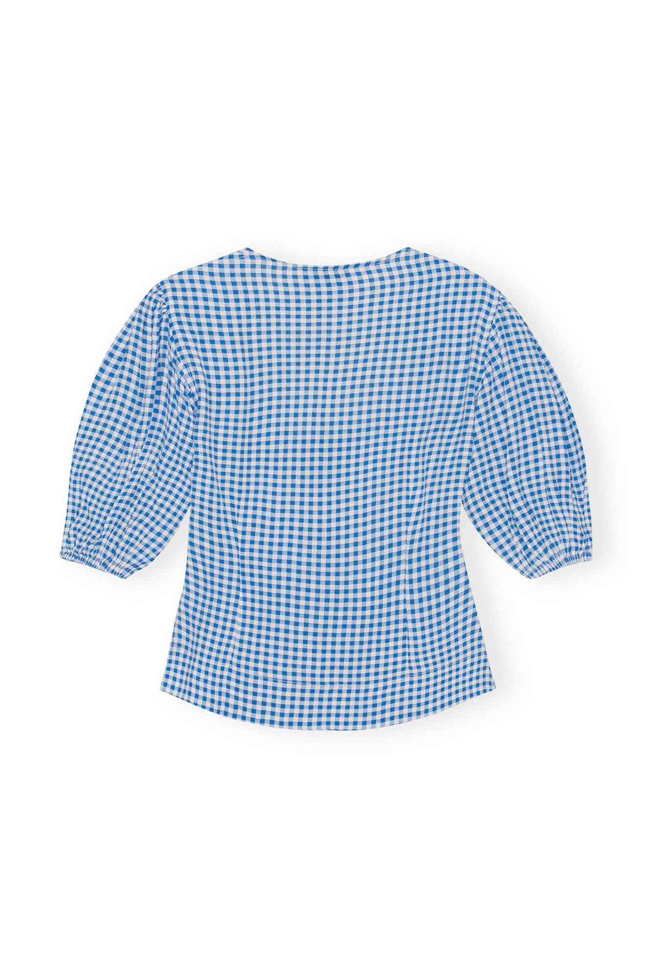 Ganni Printed Crepe Button Down Blouse Topp Blå Mønstret - modostore.no