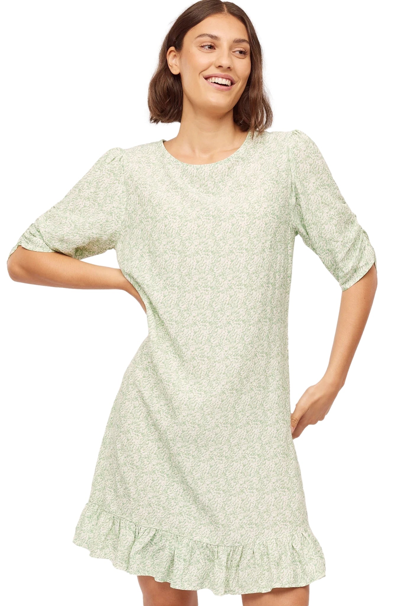 Once Untold Ellen Dress Kjole Hvit Og Grønn - modostore.no