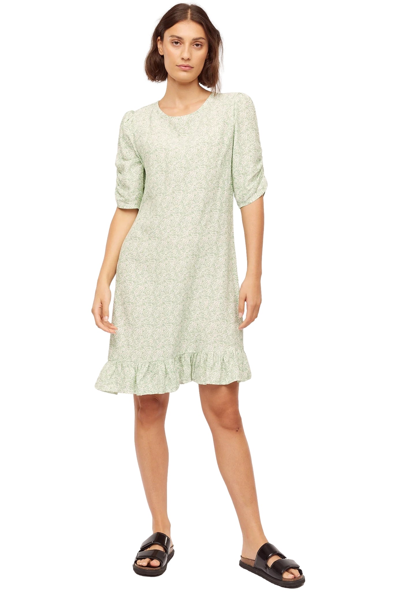 Once Untold Ellen Dress Kjole Hvit Og Grønn - modostore.no