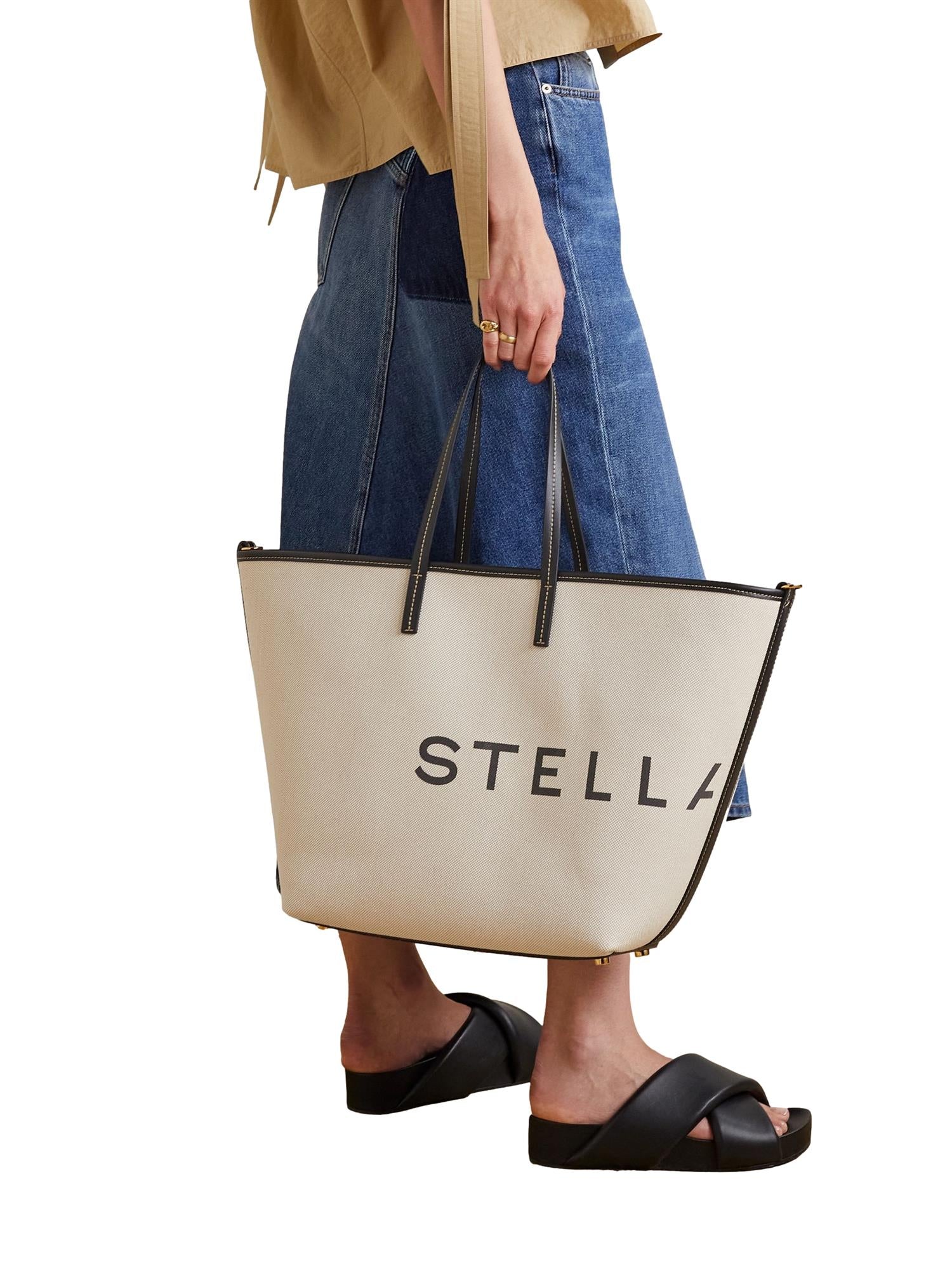 Stella McCartney Tote Bag Eco Canvas Veske Ecru - modostore.no