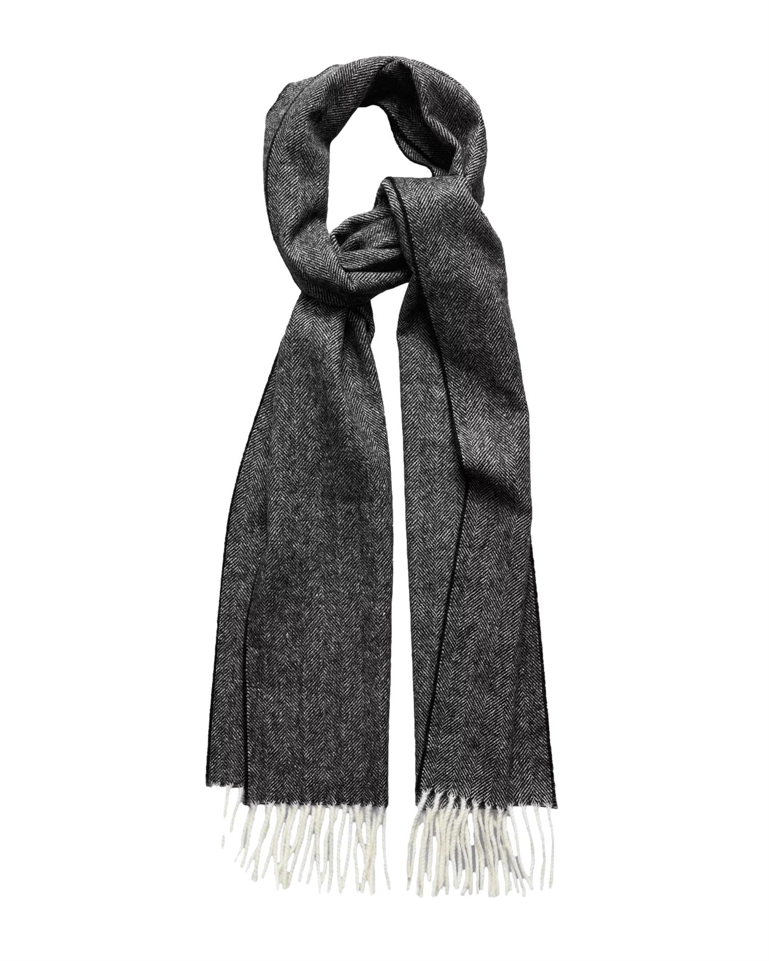 Eton Herringbone Merino Scarf Skjerf Sort - modostore.no