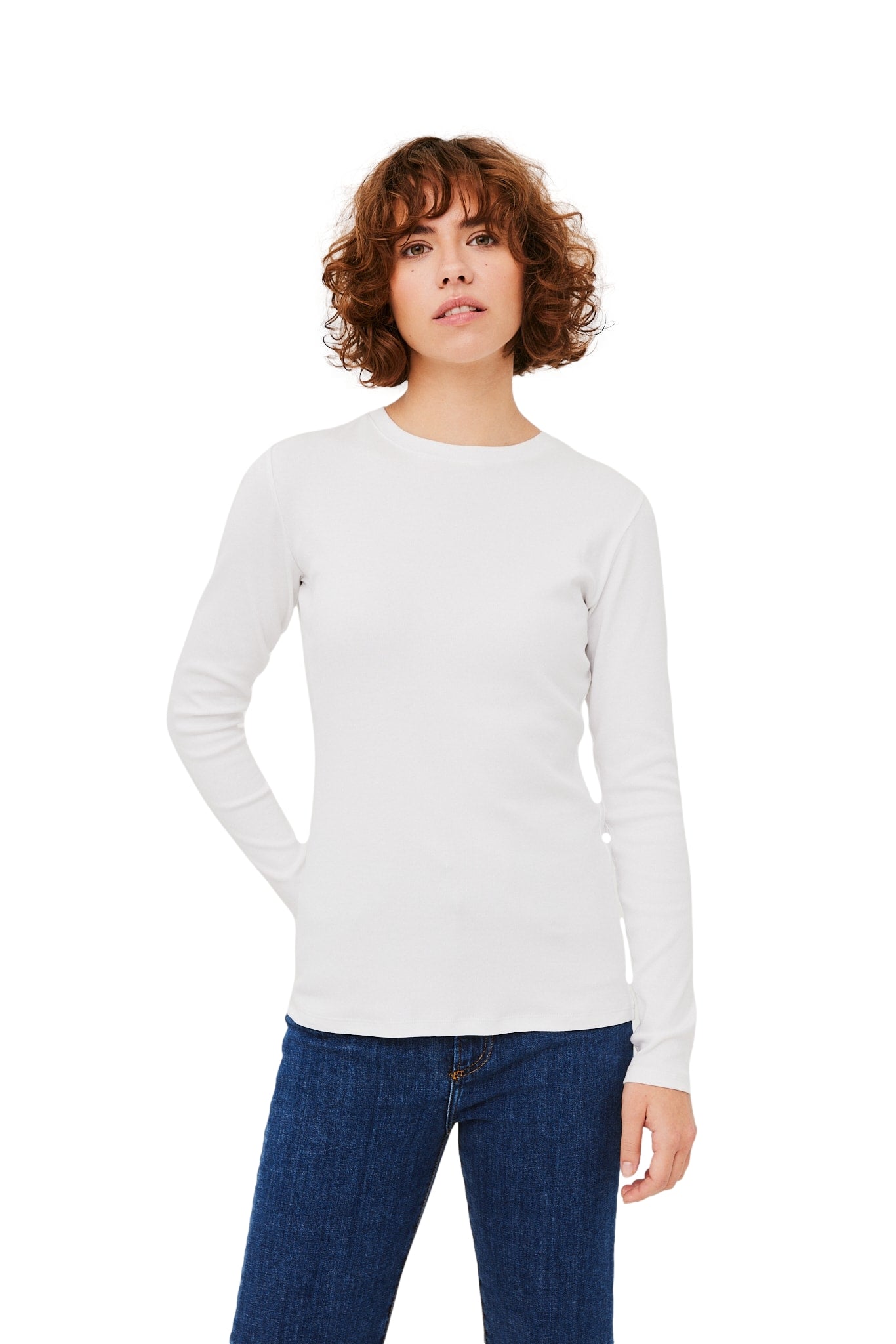 Julie Josephine Roundneck Longsleeve Genser- Hvit - modostore.no