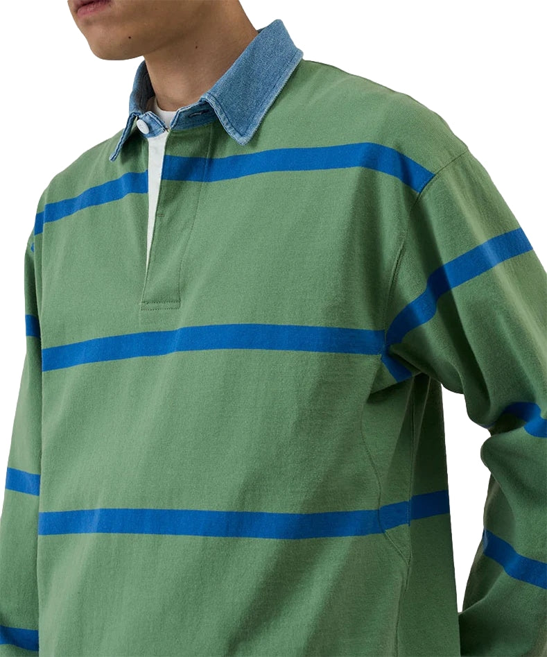 Gramicci Langdon Rugby Shirt Longsleeve Grønn Og Blå - modostore.no