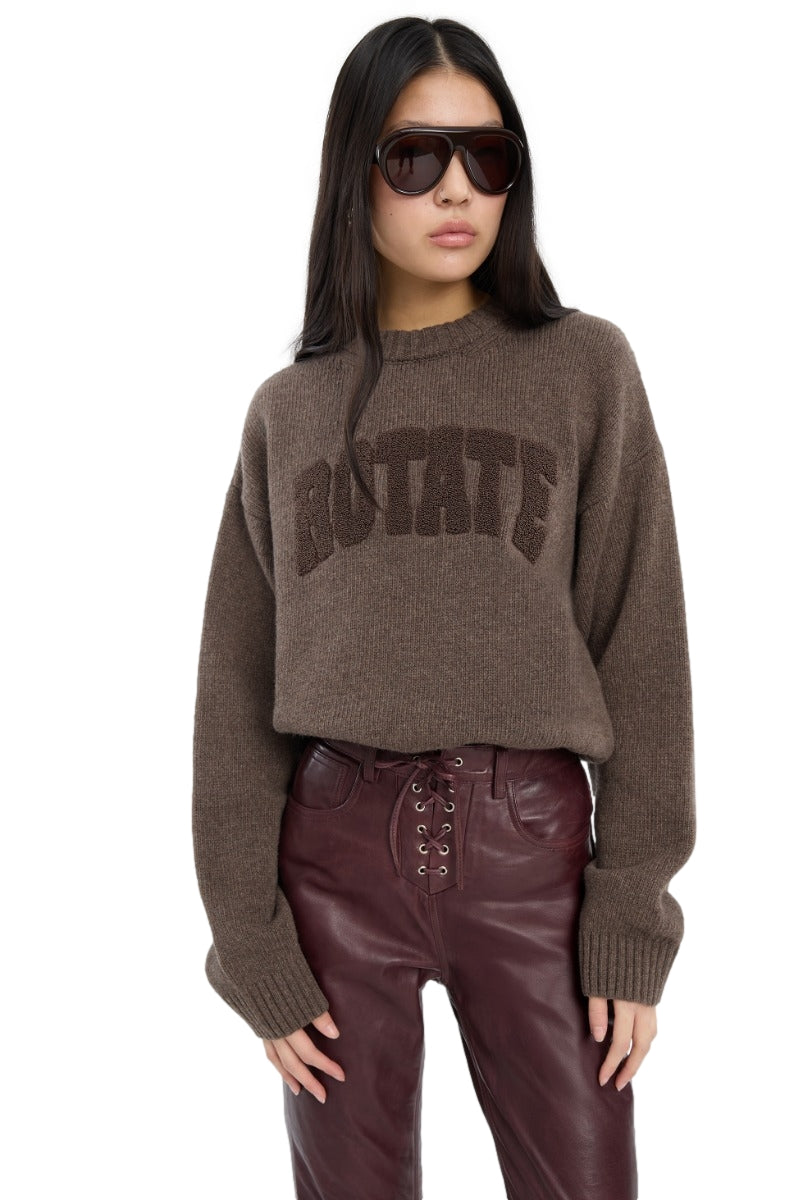 ROTATE Crewneck Sweater Genser Brun