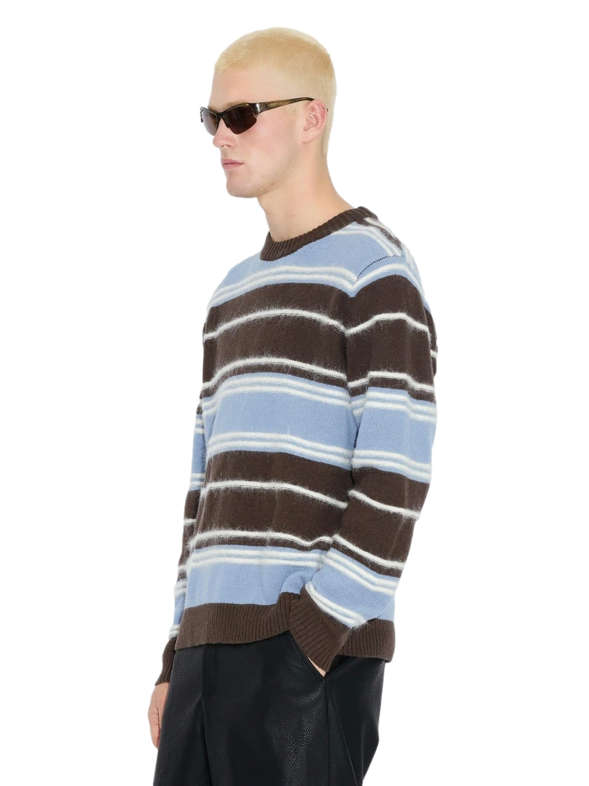 Holzweiler WOOL STRIPE CREW Genser Lyseblå Striper - modostore.no