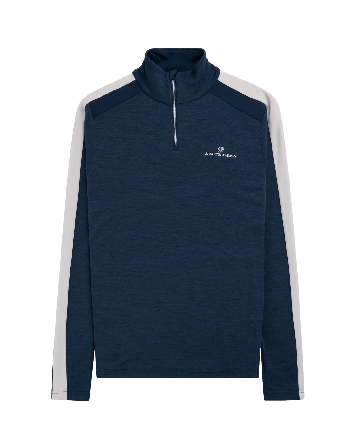 Amundsen 5Mila Half Zip Mens Genser Hvit Og Mørkeblå
