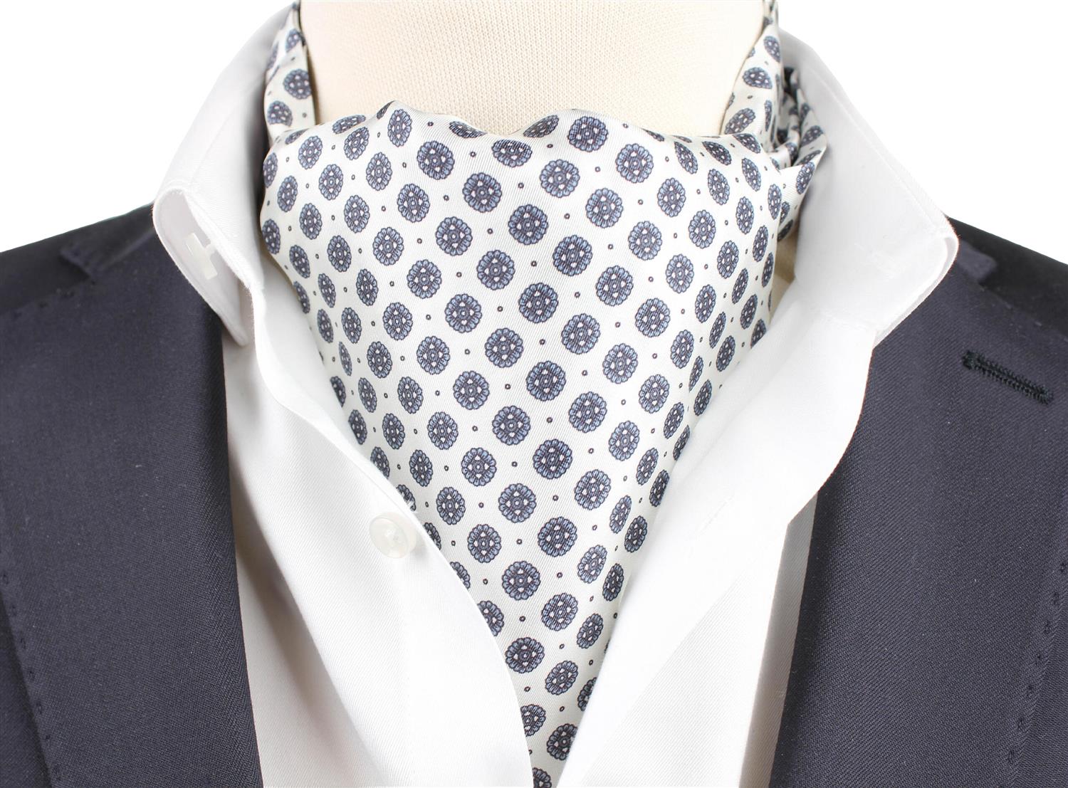 Manzini Montecristo Silk Ascot Slips Hvit Og Sort