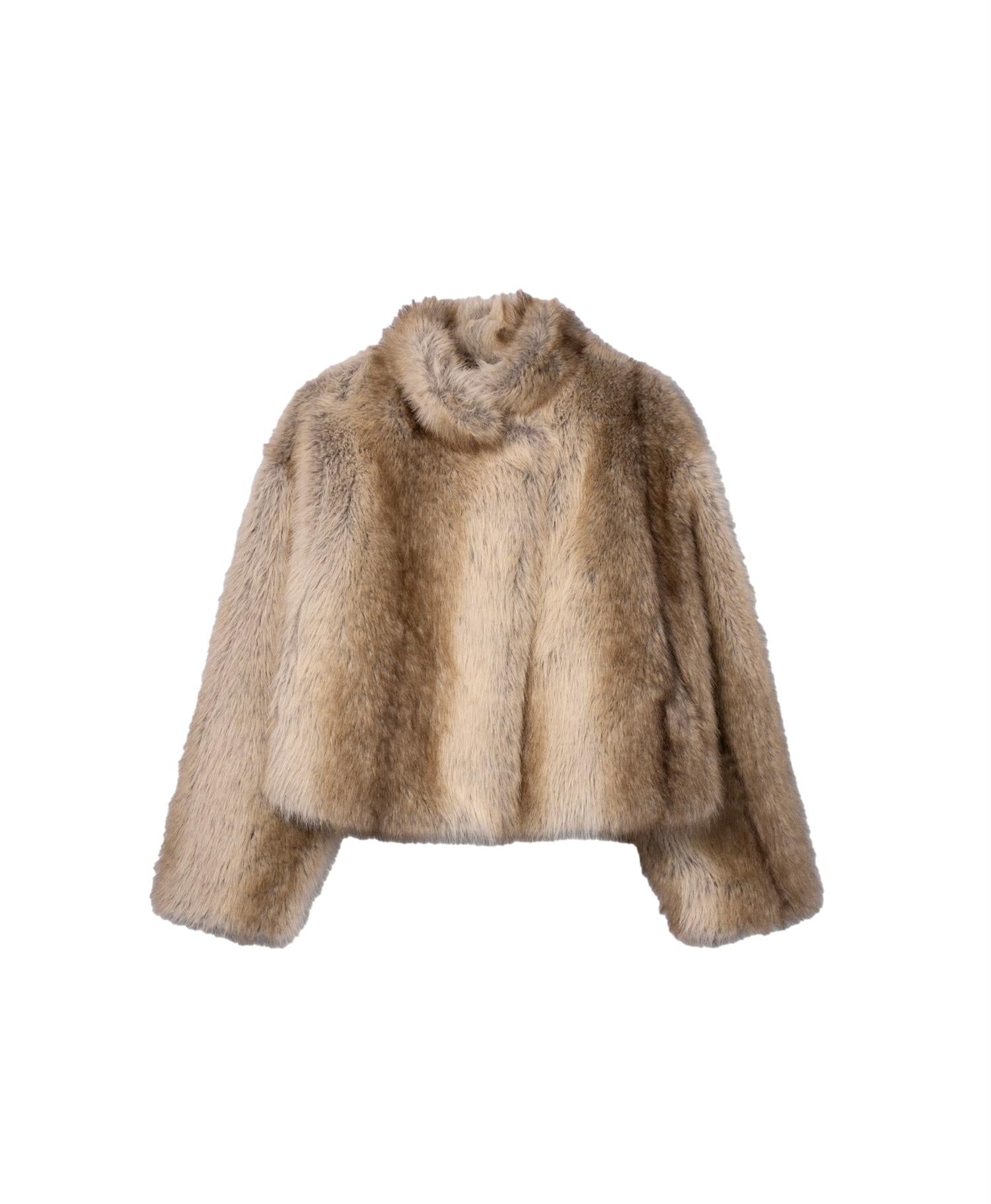 Studio AR Lumi Faux Fox Jakke Brun/Beige