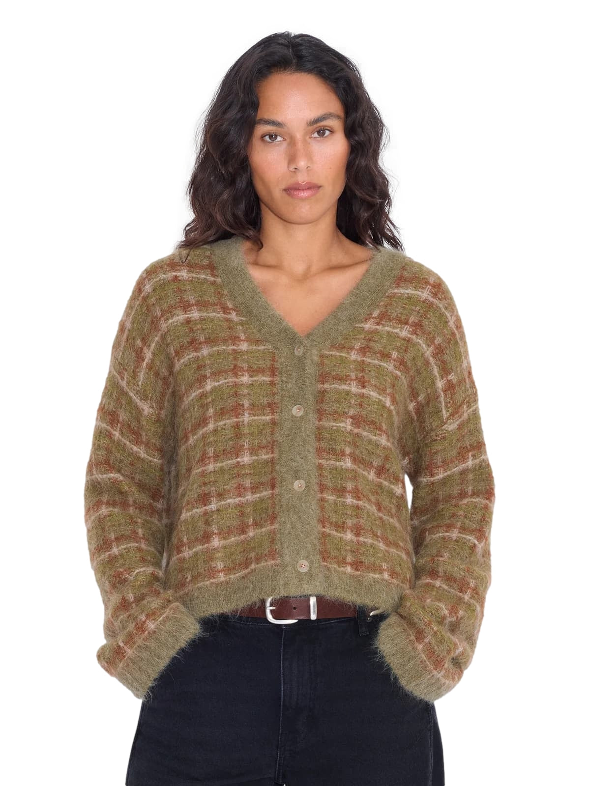 Holzweiler Kate Check Cardigan Cardigan Grønn Mønster