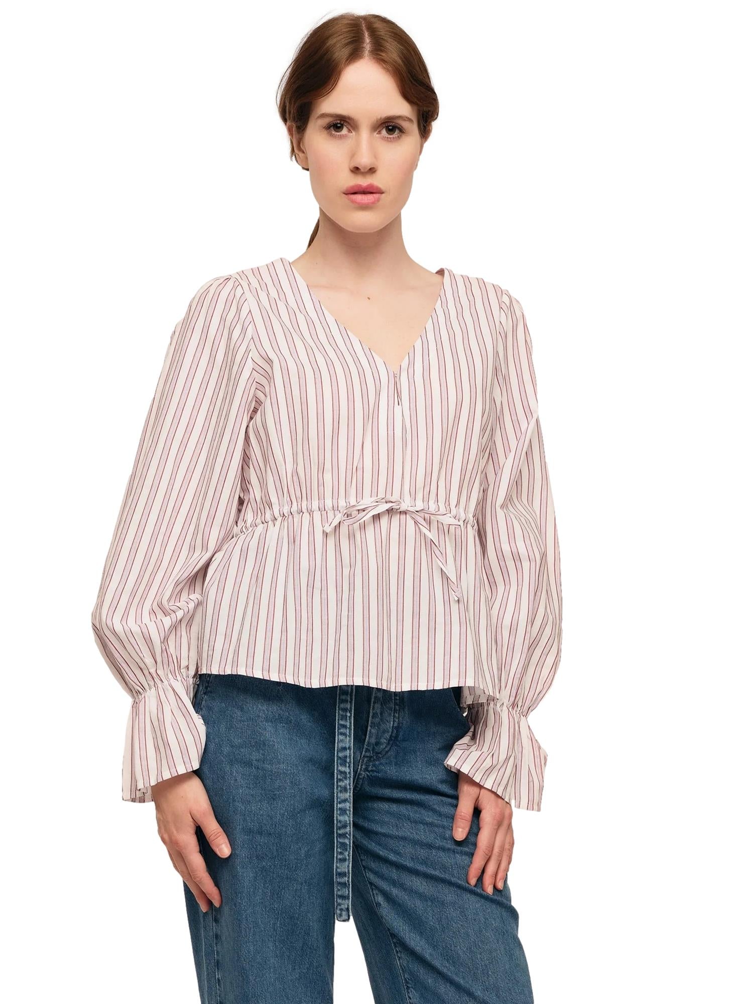 Once Untold Maia Ribbon Blouse Skjorte Vinrød - modostore.no