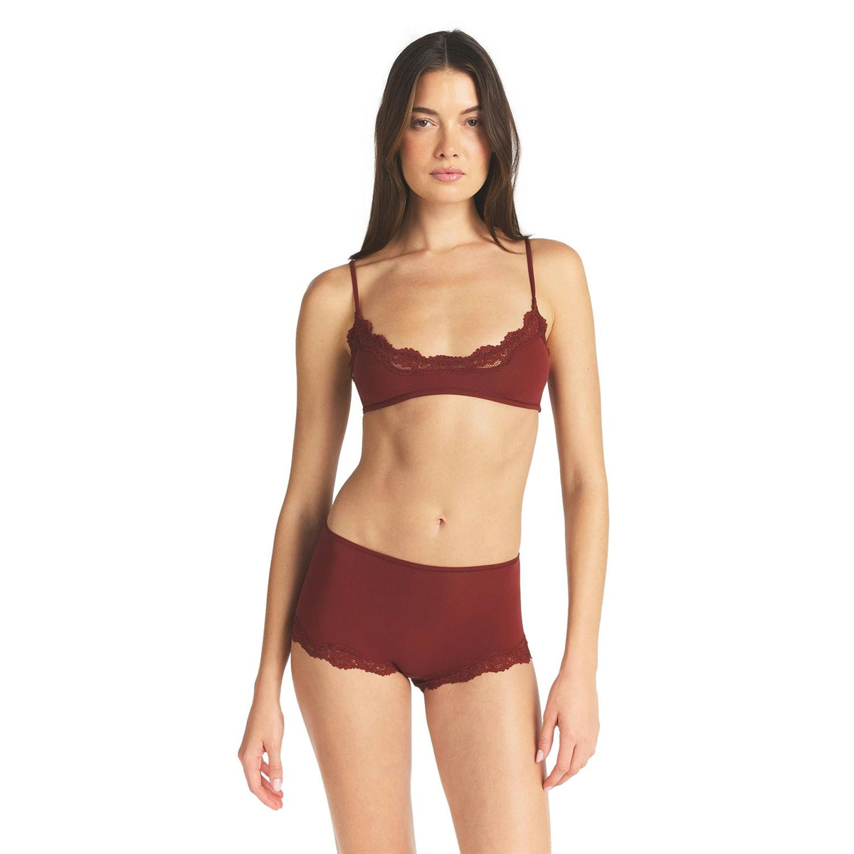 SKIMS Fits Everybody Lace Scoop Bralette Merlot Undertøy Vinrød