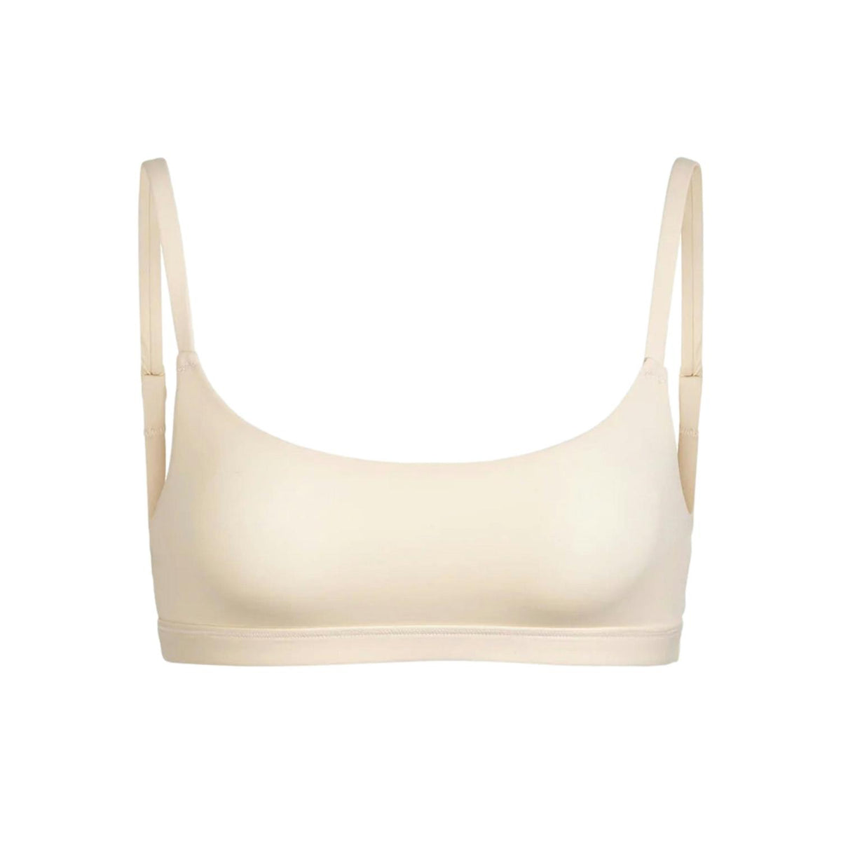 Skims Fits Everybody Scoop Bralette i beige, myk og komfortabel undertøys-BH med rund scoop-utsnitt, laget av mykt stoff.