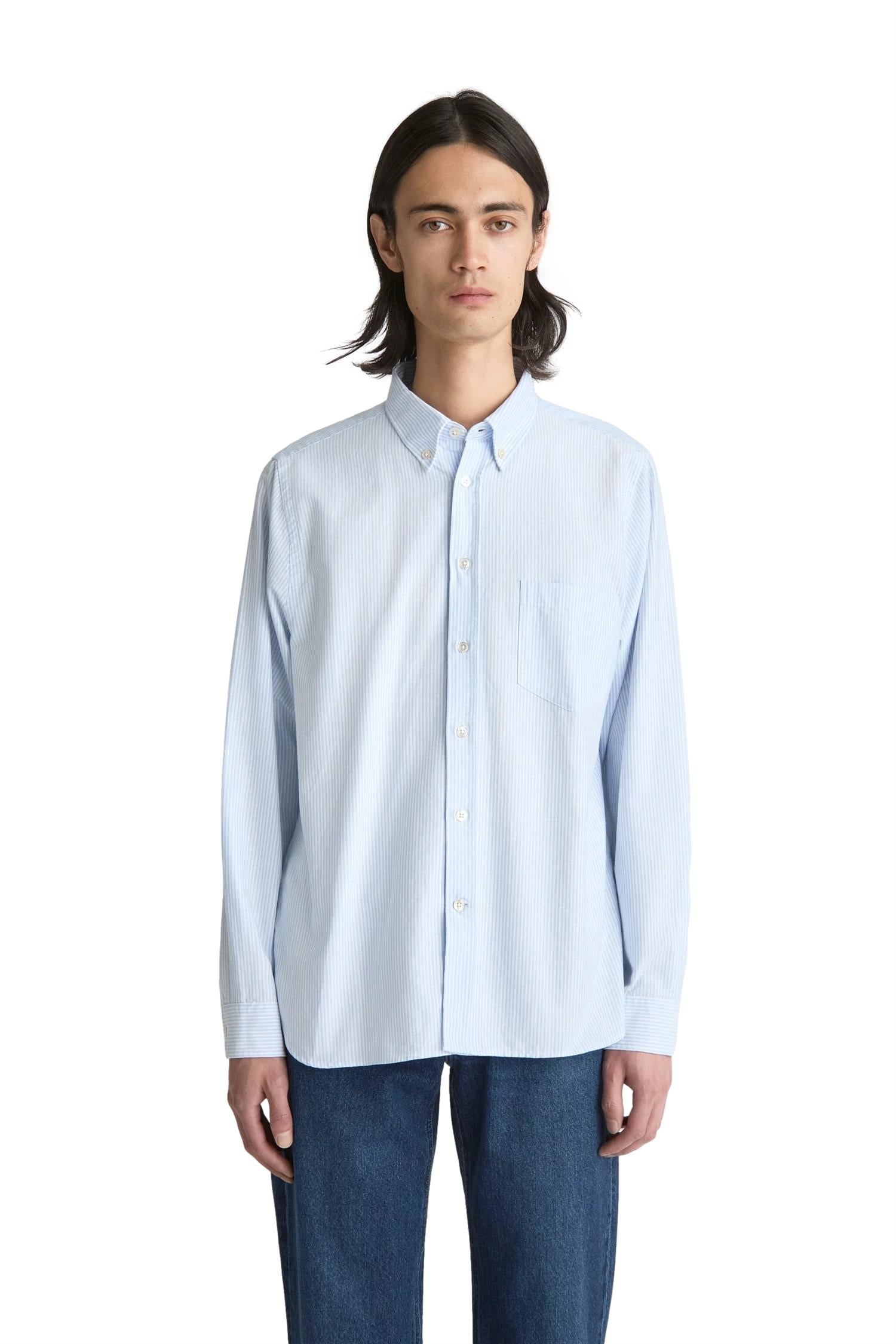 Livid Initial Celeste Candystripe Ox Skjorte Lyseblå Striper - modostore.no