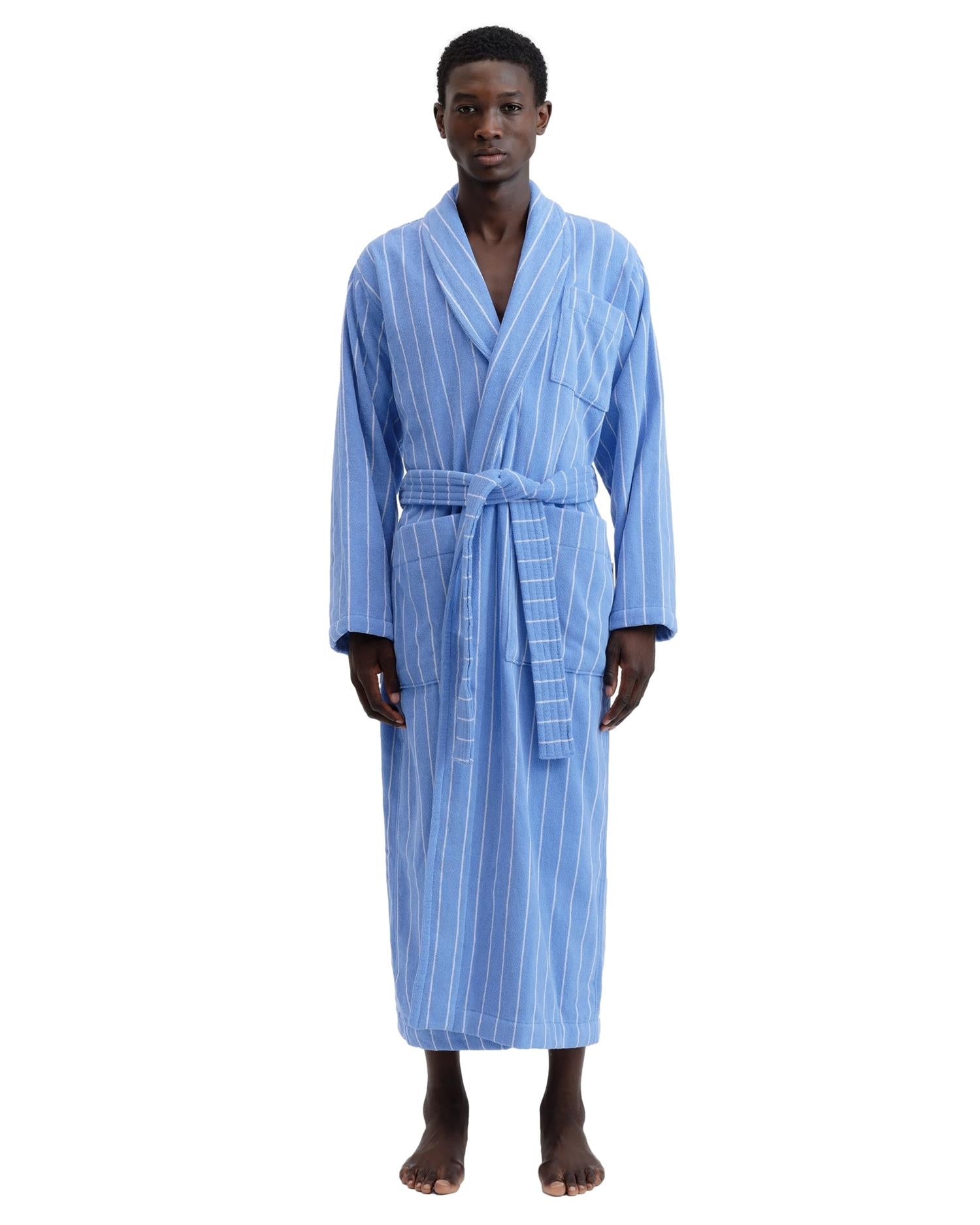 Tekla Classic Bathrobe Marseille Undertøy Morgenkåpe Blå