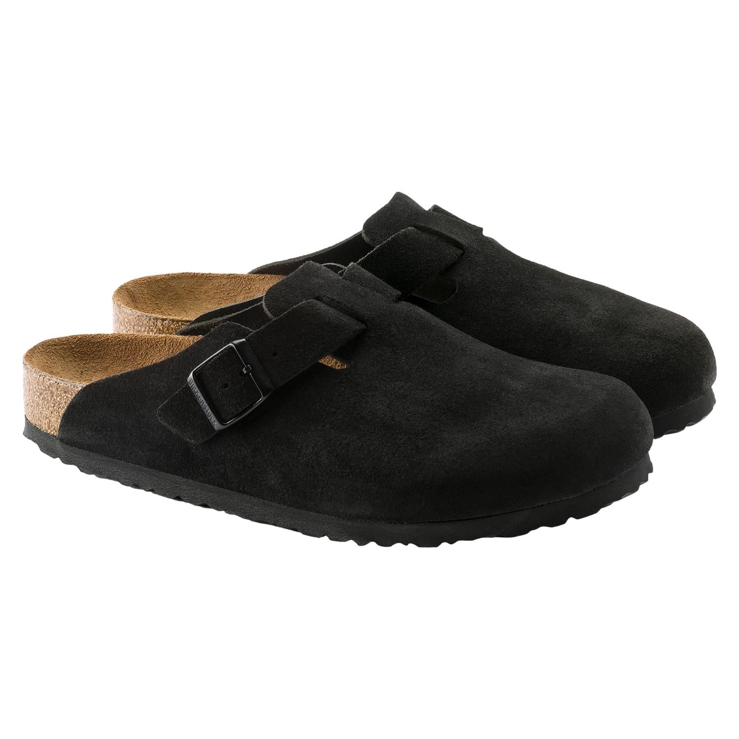 Birkenstock Boston Suede Leather Narrow Sko Sort - modostore.no