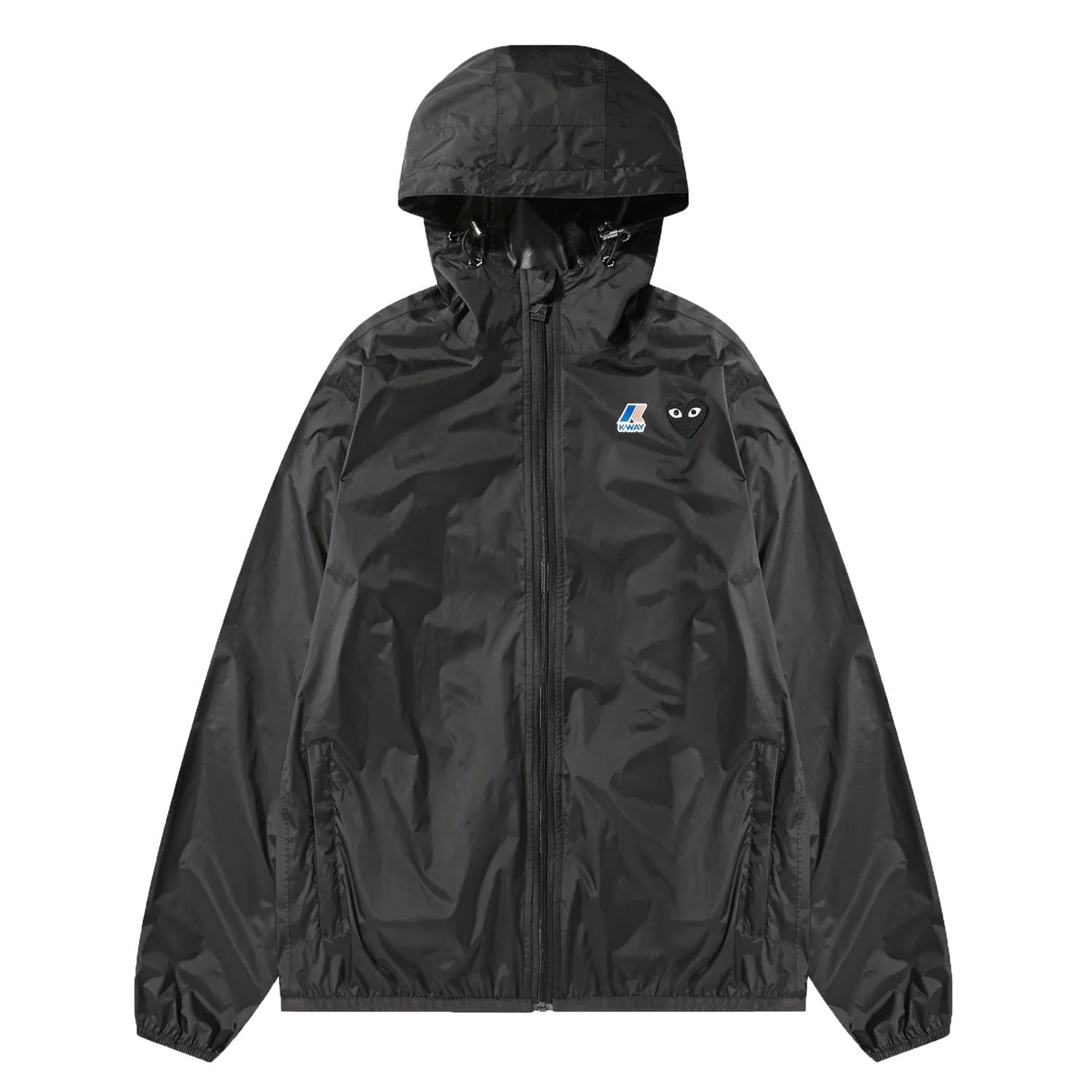 Comme des Garcons Play Unisex K-Way Jacket Black Emblem Jakke Sort - modostore.no