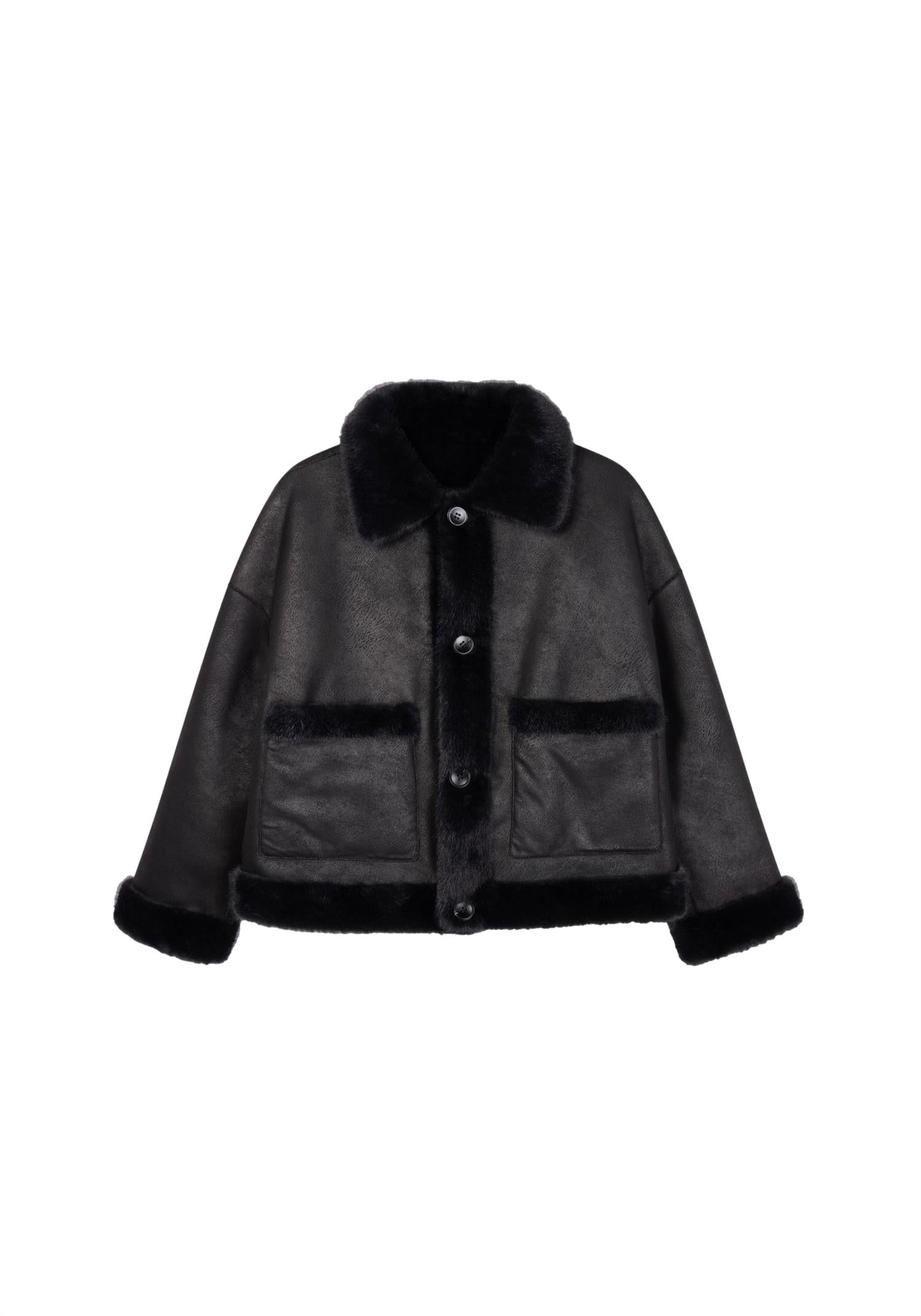 Studio AR Faje Faux Mink Jakke Sort