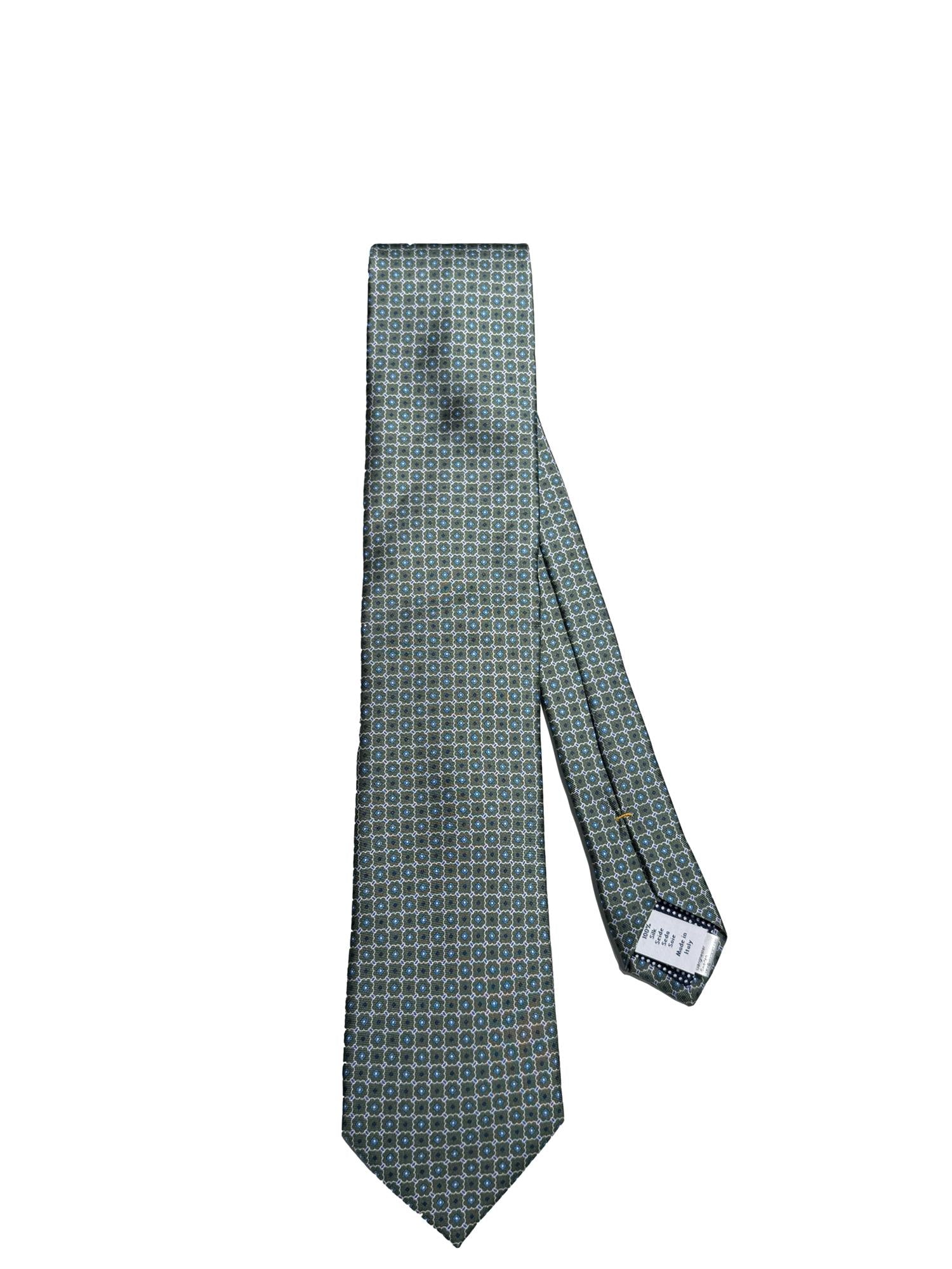 Eton Geometric Print Silk Tie Slips Grønn Mønster