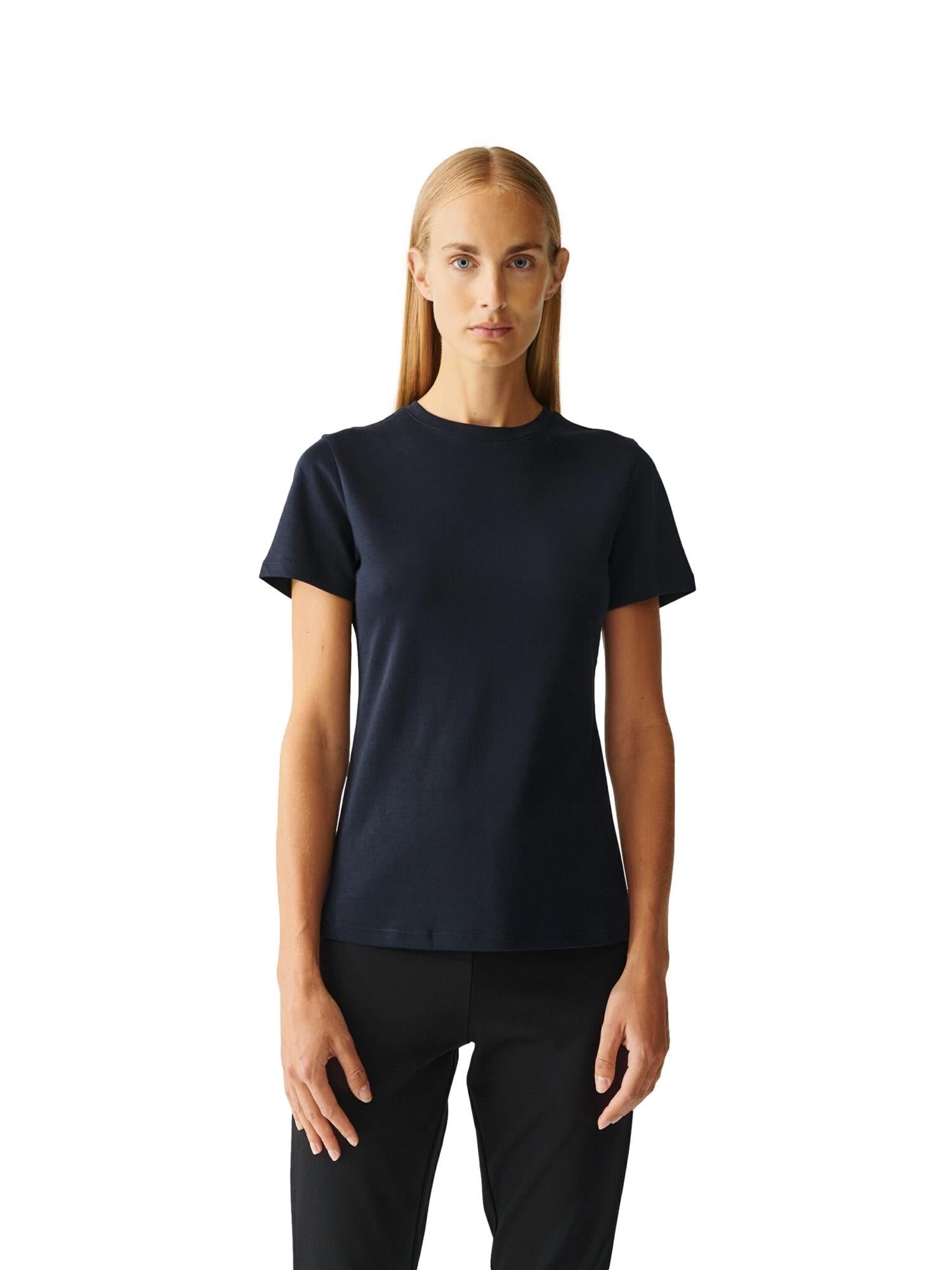 Julie Josephine Roundneck Cotton Jersey Tee T-shirt Mørkeblå - modostore.no