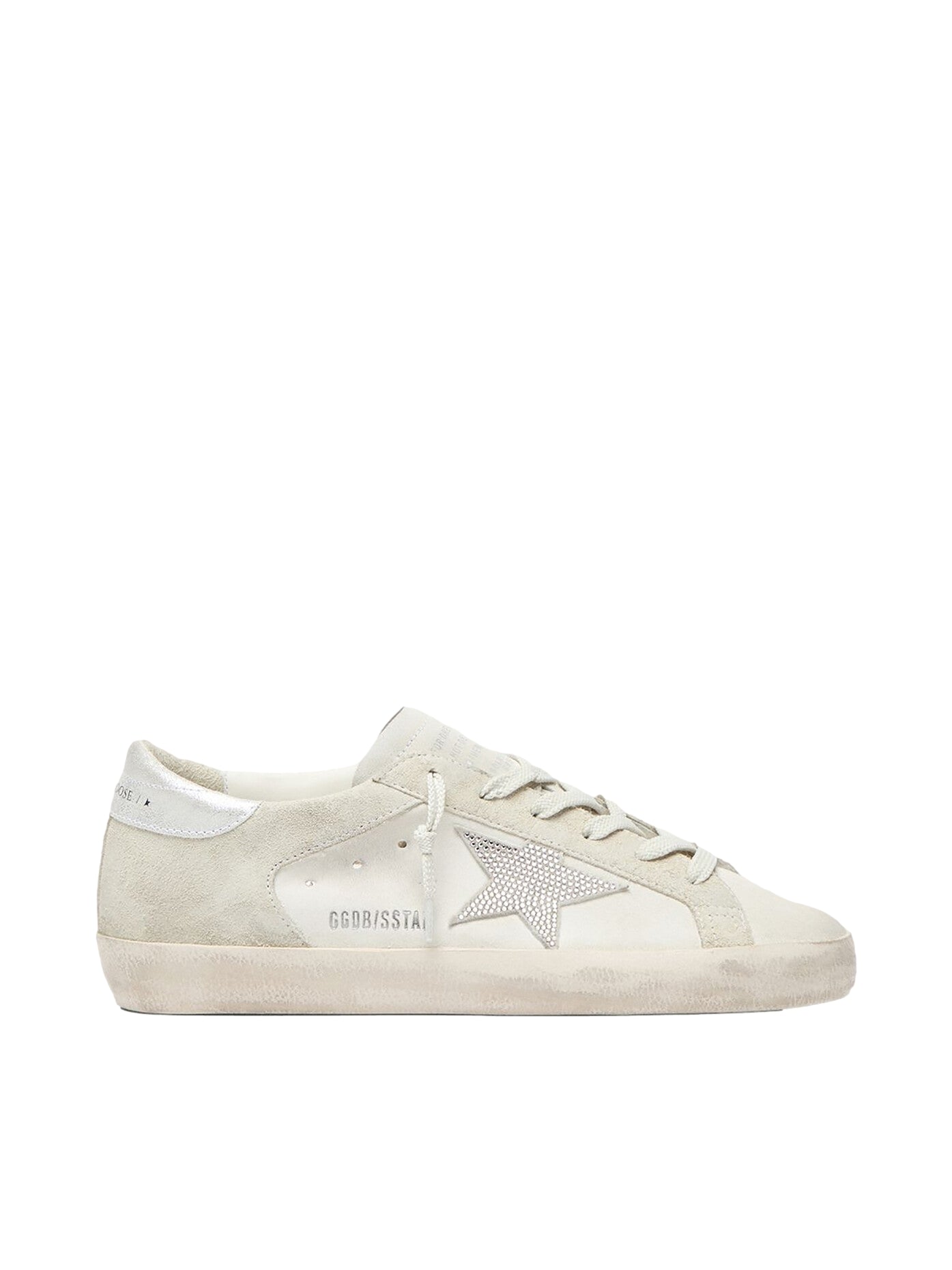 Golden Goose Superstar Suede Crystal Star/Shimmer Heel Sko Hvit Og Sølv - modostore.no