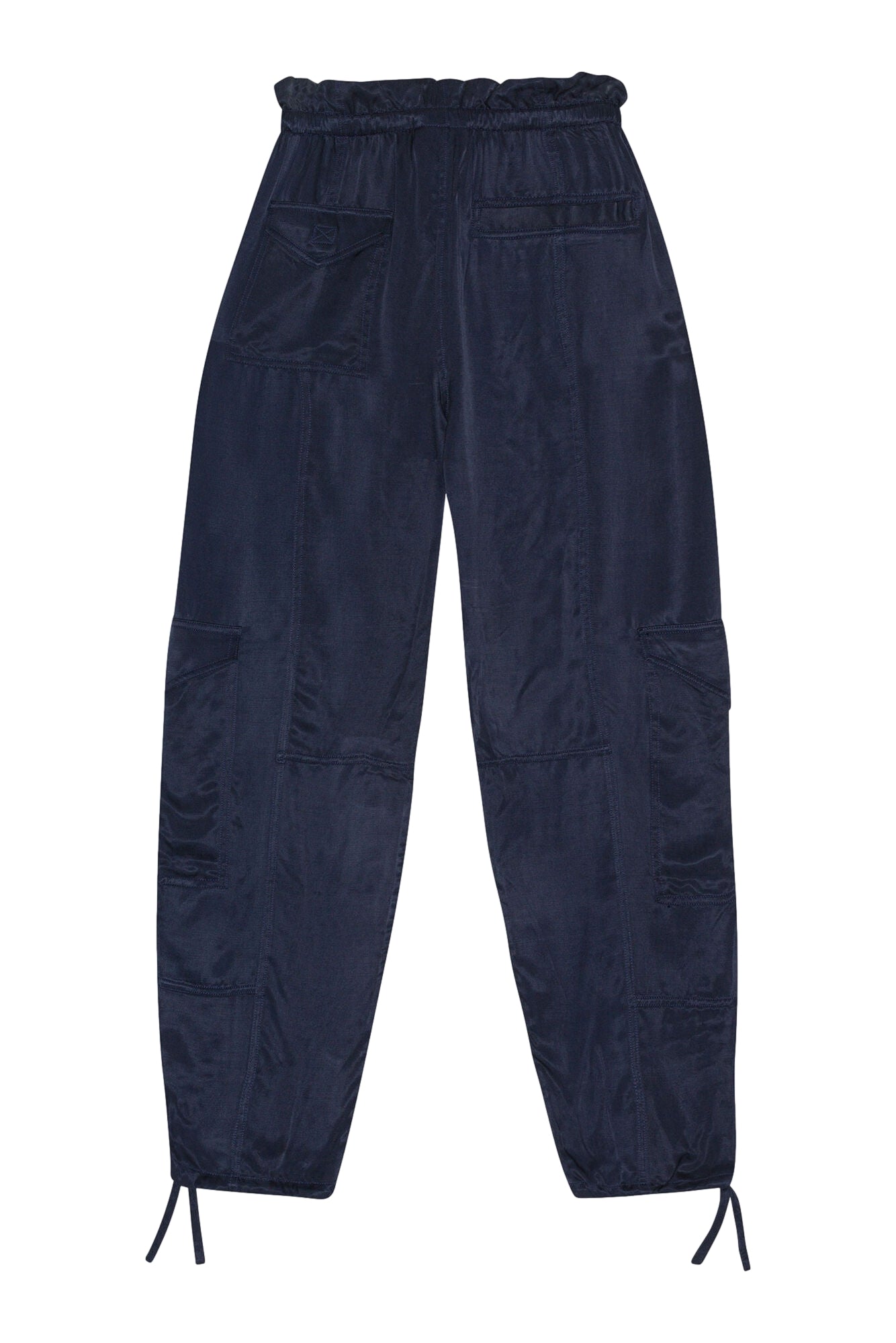 Ganni Washed Twill Satin Pants Bukse Cargo Mørkeblå - modostore.no