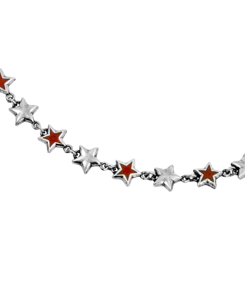 TwoJeys Red Enameled Stars Necklace Smykke Sølv Og Rød - modostore.no