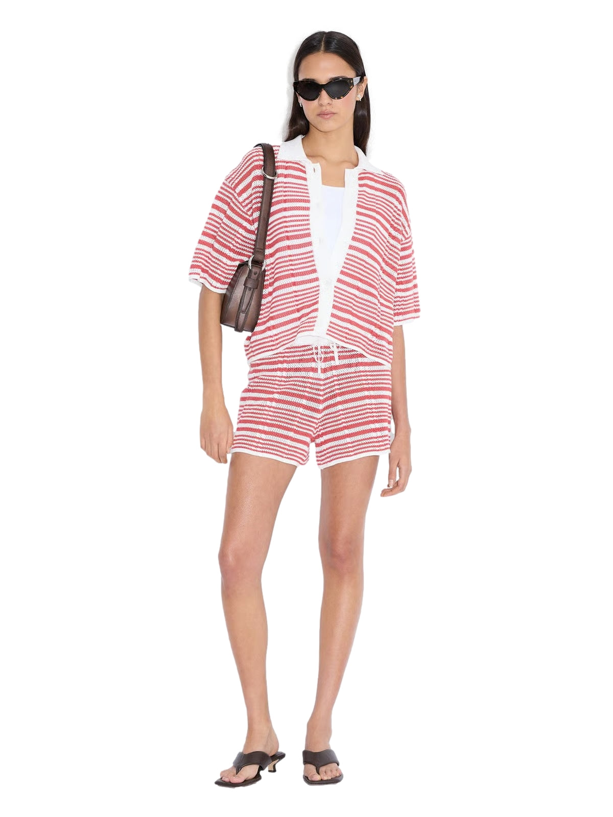 Holzweiler Kelp Striped Shirt T-shirt Hvit Og Rød