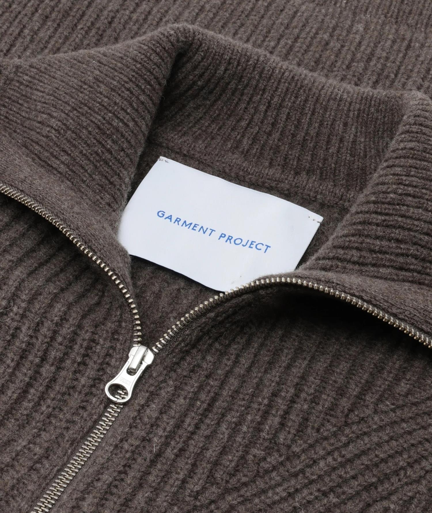 Garment Project Half Zip Wool Knit Genser Brun - modostore.no